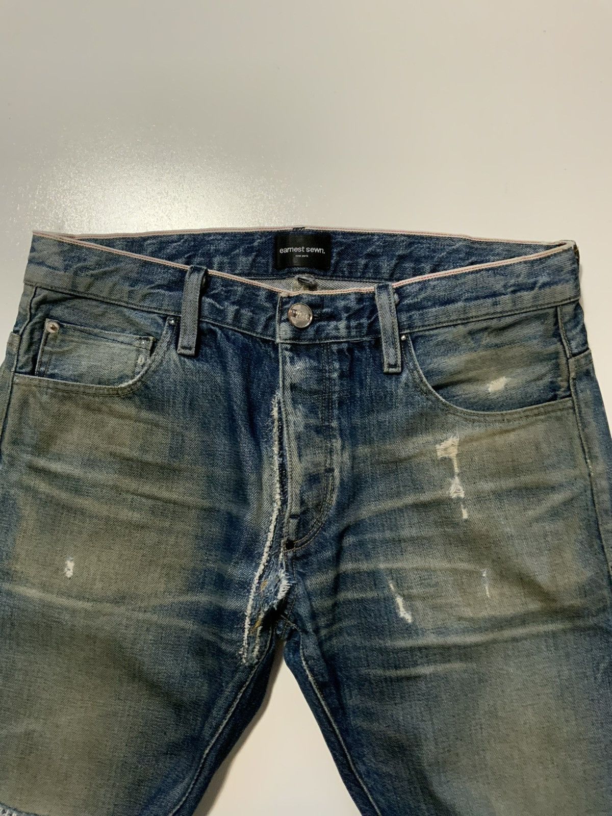 Earnest Sewn Earnest Sewn Redline Selvedge Distressed Denim Jean Shorts Size US 32 / EU 48 - 6 Thumbnail
