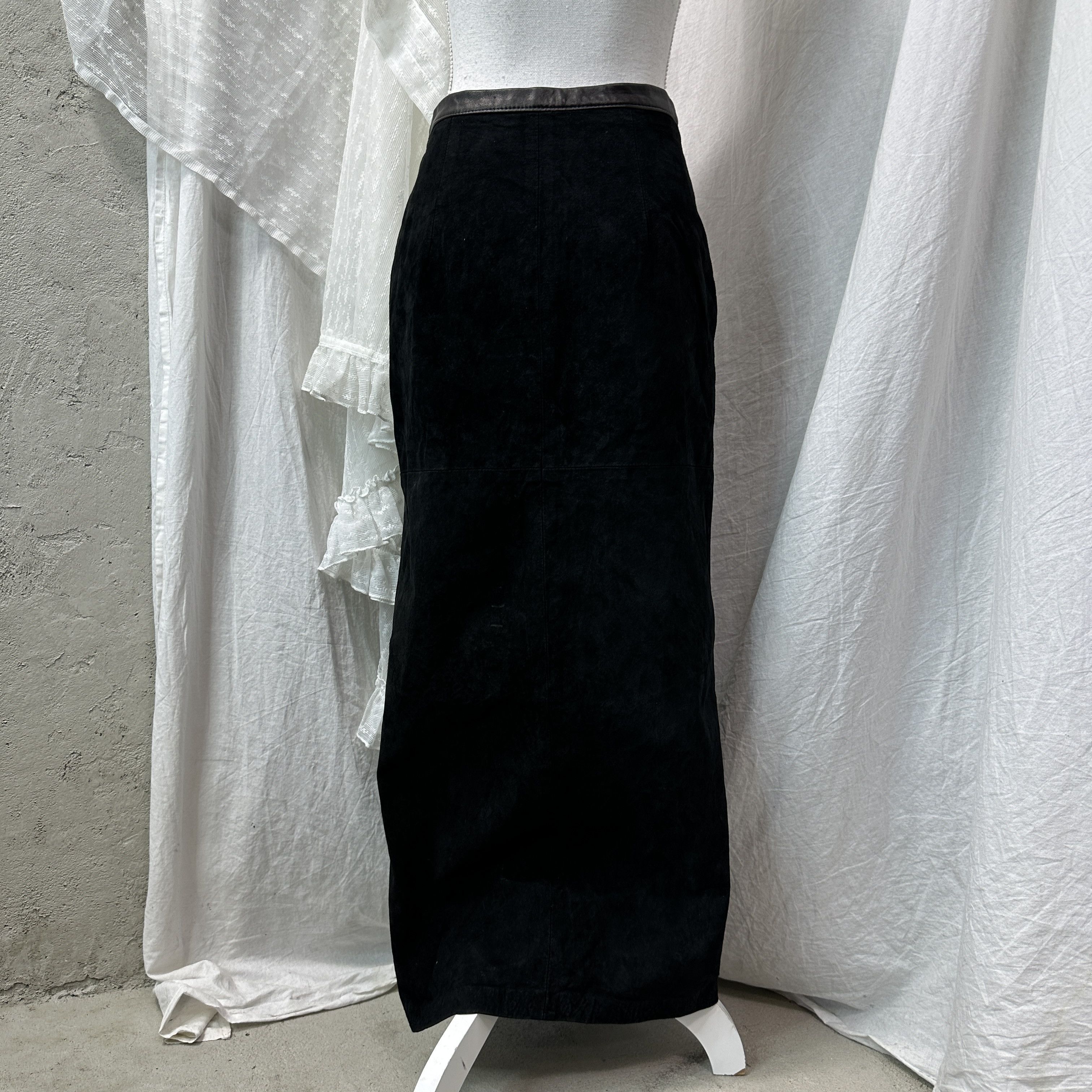 Vintage Vintage Leather Suede Zipped Maxi Skirt Y2K Size 25" / US 0 / IT 36 - 7 Thumbnail