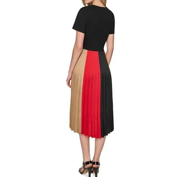 karl lagerfeld paris women's colorblocked pleated midi dress Karl Lagerfeld Paris Women's Colorblocked Pleated Midi Dress