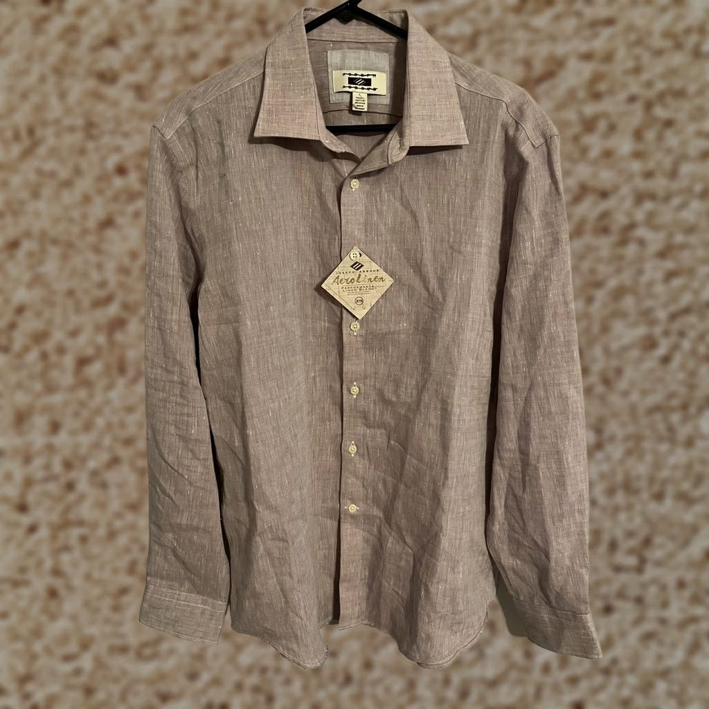 Joseph Abboud Joseph Abboud Aero Linen Purple L/S Button Up Dress Shirt - Men's Large New Size 42R - 1 Thumbnail