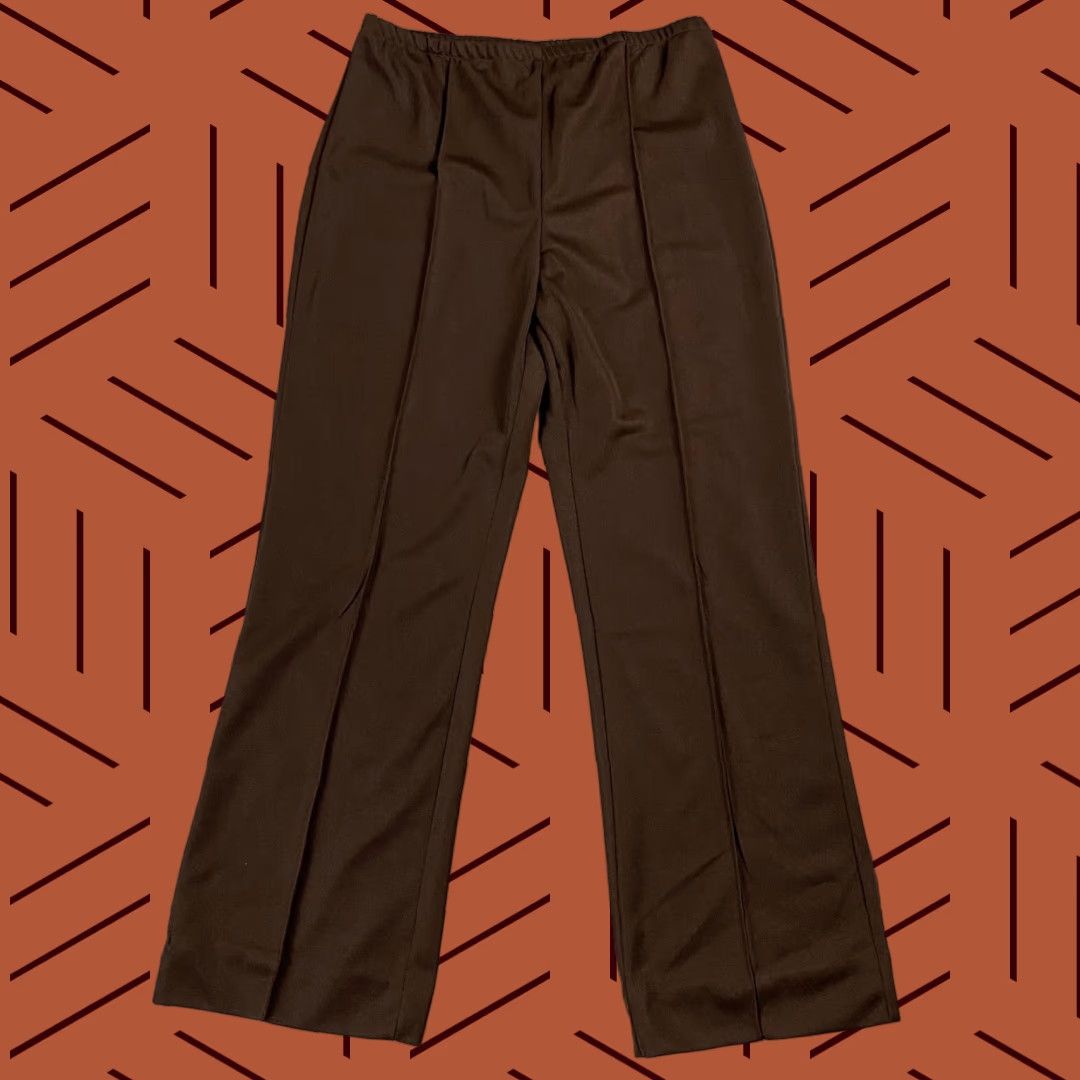 Vintage VINTAGE Aramark POLYESTER KNIT BROWN FLARE UNIFORM PANTS 31-32 30in Inseam 80s 90s Workwear Mens Size US 32 / EU 48 - 1 Thumbnail