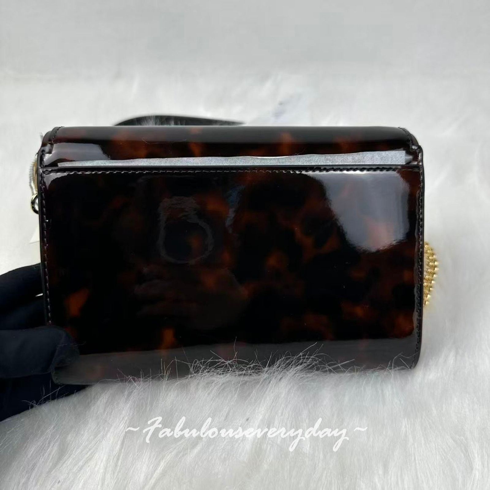 Tory Burch Tory Burch Emerson Tortoise Patent Leather Chain Wallet Size ONE SIZE - 4 Thumbnail