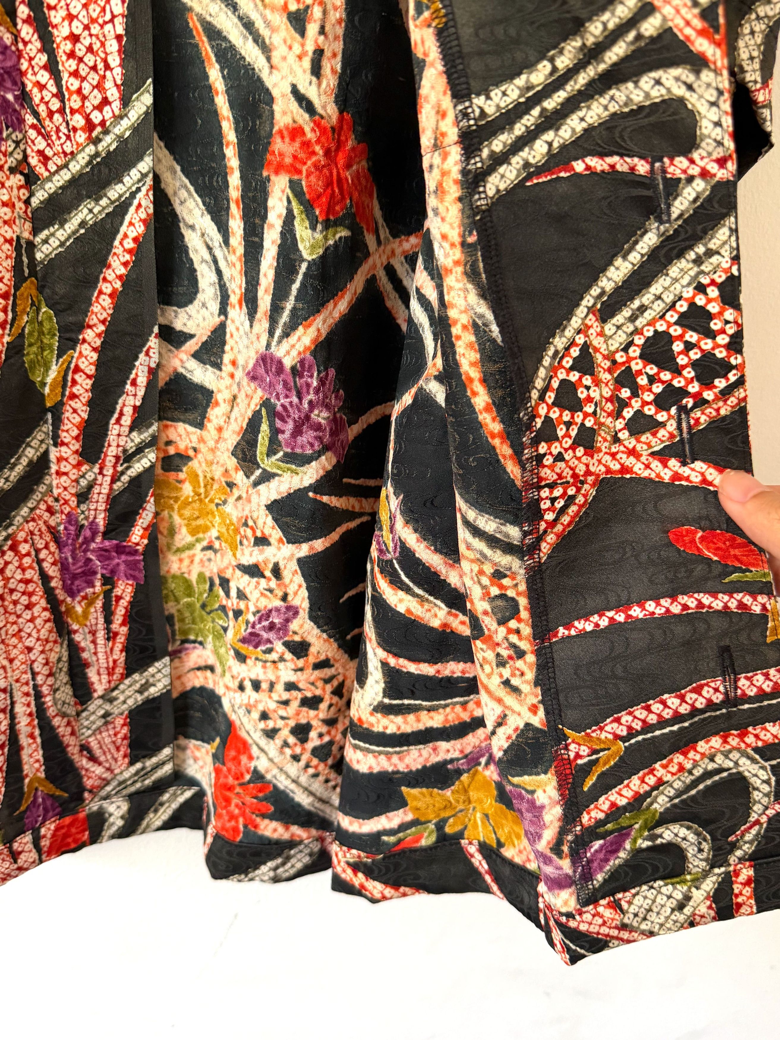 Japanese Brand Big Wave Vintage Kimono Silk Aloha Camp Shirt Geometric Size US XS / EU 42 / 0 - 6 Thumbnail