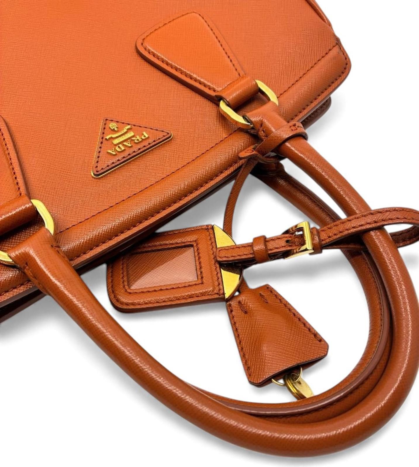 Prada Prada - Brown Orange Leather Handbag Size ONE SIZE - 5 Thumbnail