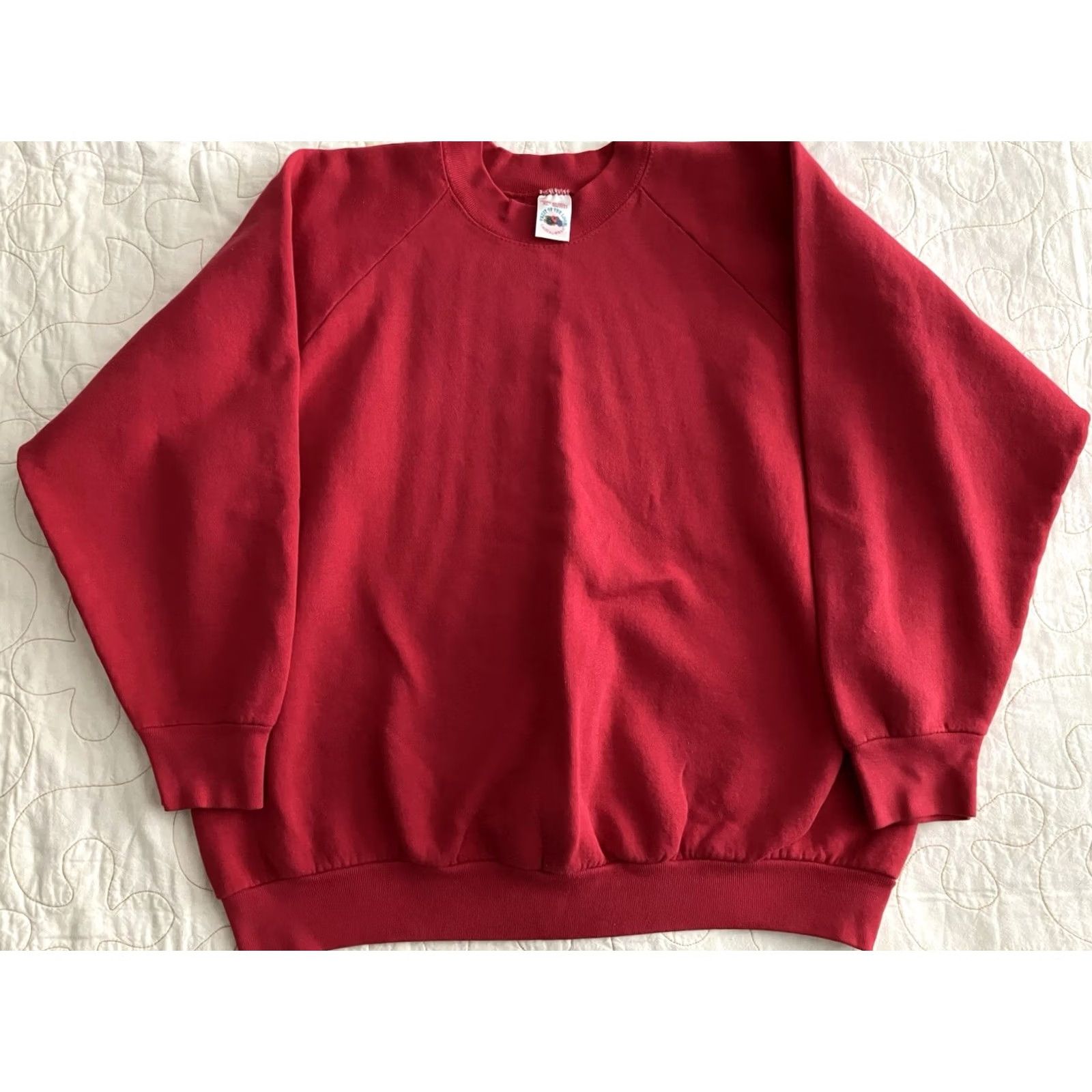 Fruit Of The Loom VINTAGE Fruit of the Loom Sweatshirt Womens XL Red Logo Raglan Sleeve Crew Neck Pullover Casual Wear Made in USA 90s Retro Outdoor Activewear Size XL / US 12-14 / IT 48-50 - 2 Thumbnail