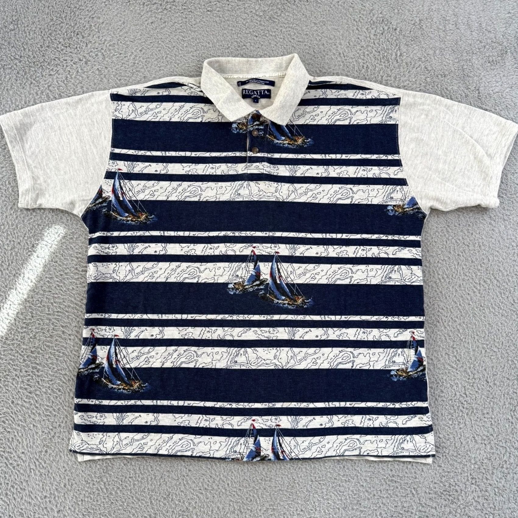 Vintage VTG Regatta Shirt Mens Large Striped Polo Short Sleeve Nautical Preppy Beach Regatta Targeted Cotton Blue Mens Polo Shirt Size US L / EU 52-54 / 3 - 2 Thumbnail