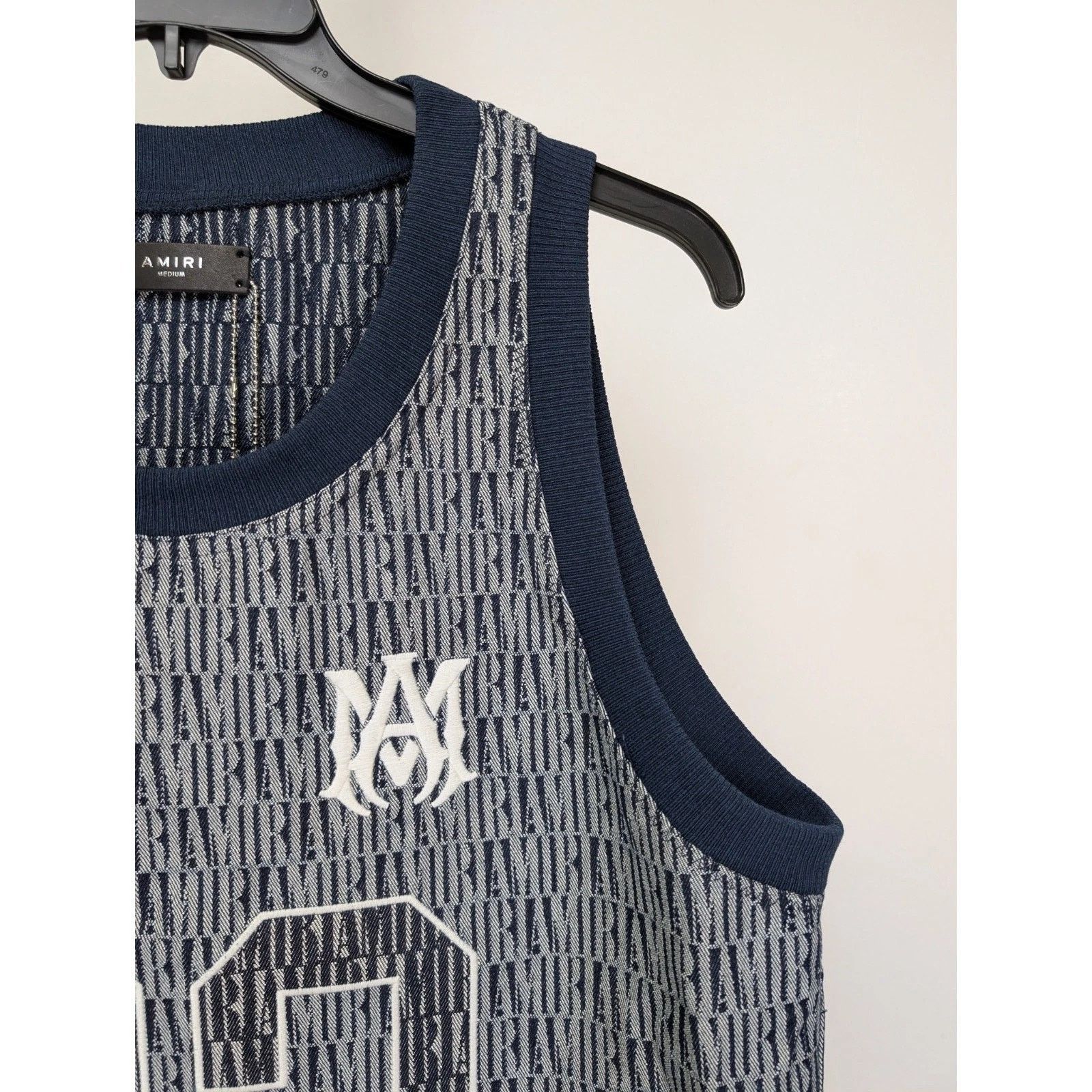 Amiri o1rshd1 Jacquard BBall Jersey Top Tank in Washed Indigo Size US S / EU 44-46 / 1 - 6 Thumbnail