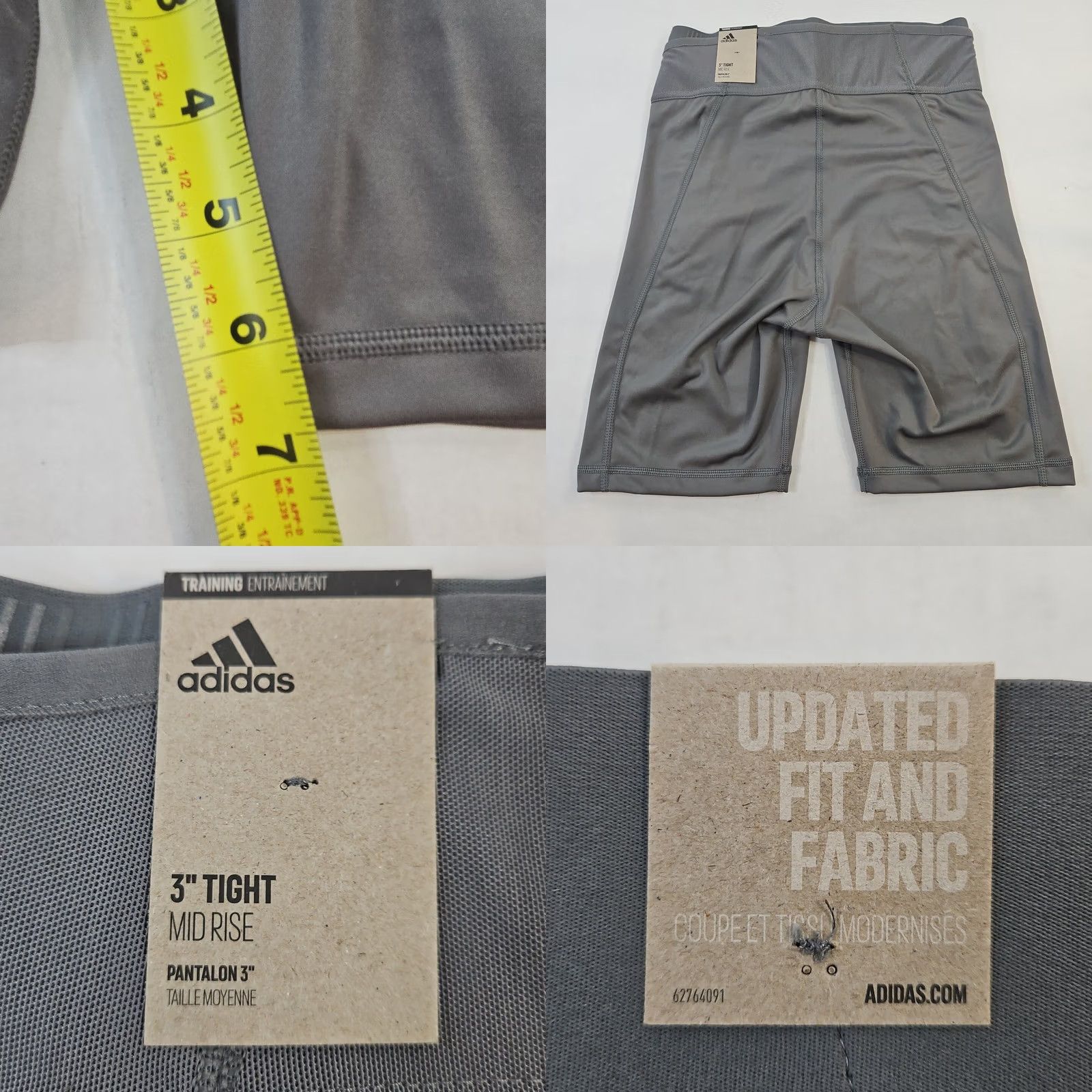 Adidas Adidas Primegreen Aeroready Techfit 3" Mid Rise Gray Womens S Volleyball Shorts Size 28" / US 6 / IT 42 - 8 Thumbnail