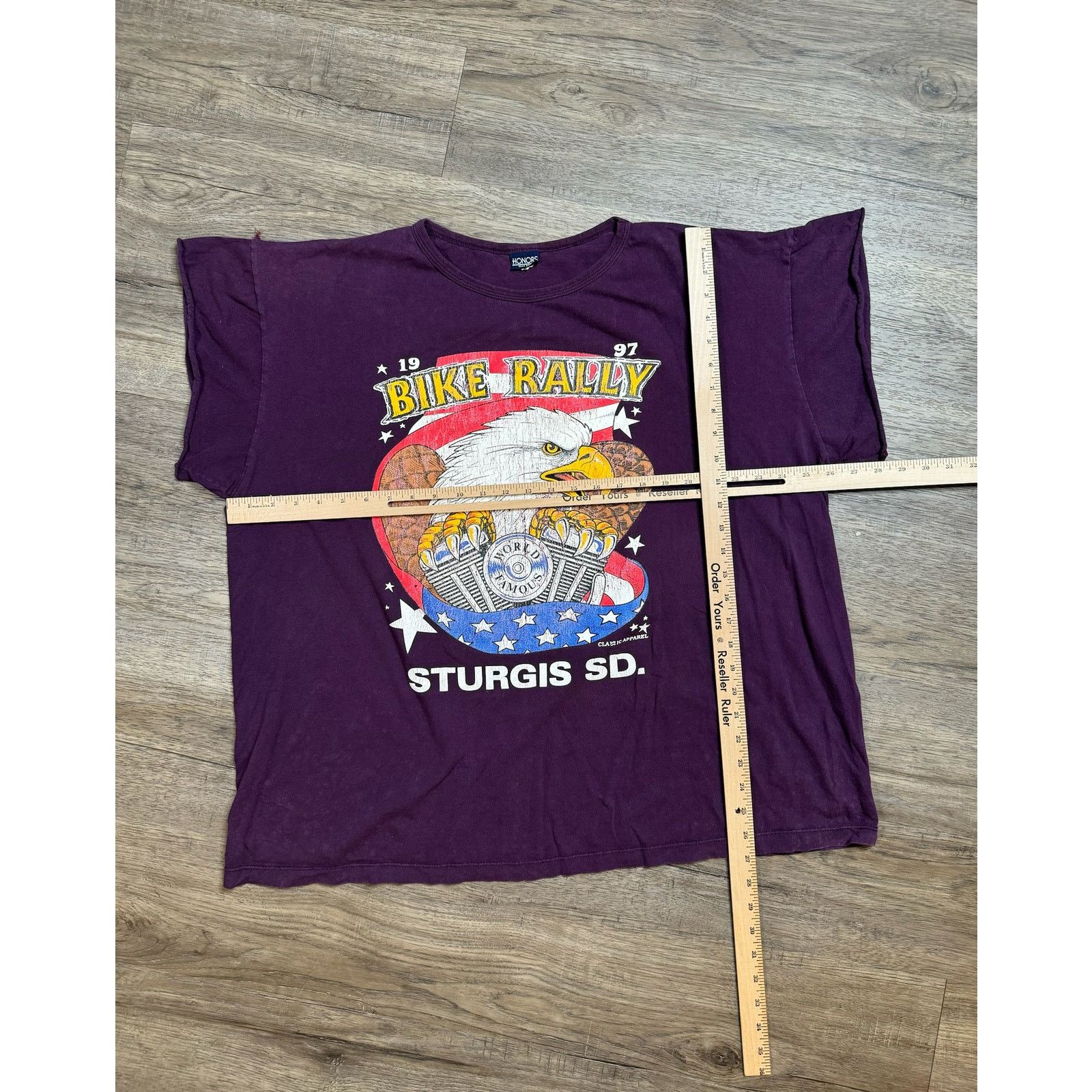 Vintage Vintage 1997 Sturgis Bike Week Purple T-Shirt Cropped Sleeve Size 3XL / US 20-22 - 4 Thumbnail