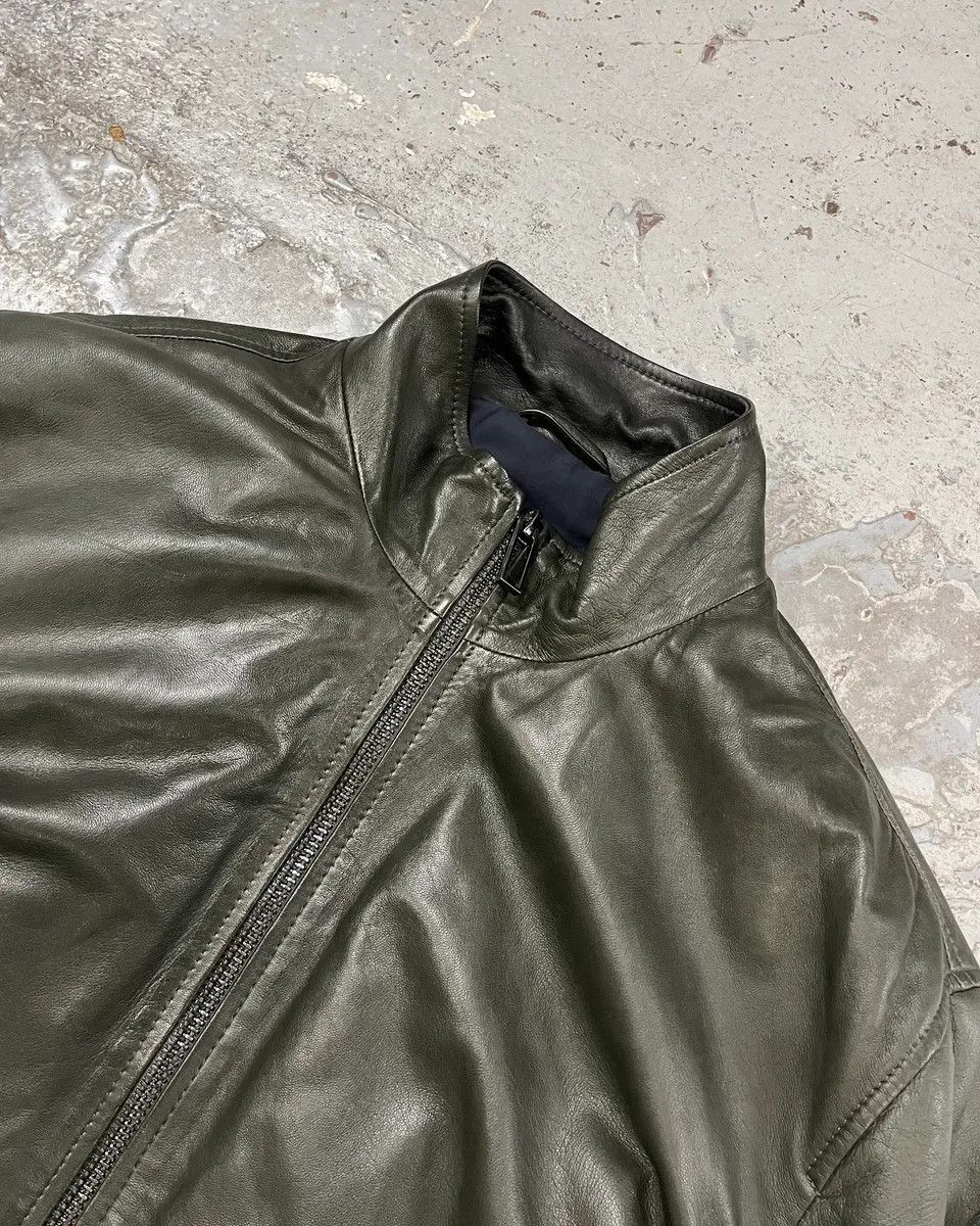 Emporio Armani AW2019 Emporio Armani Green Leather Bomber Jacket Size US L / EU 52-54 / 3 - 5 Thumbnail