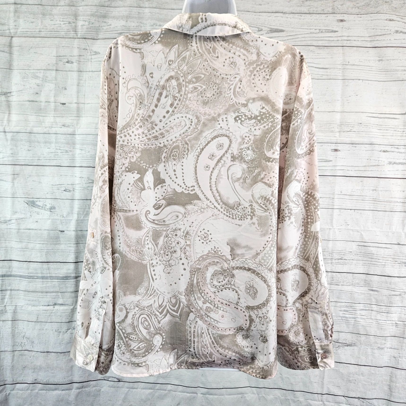 Vintage Chicos Womens Button Front Shirt XL Gray Paisley Long Sleeve Size XL / US 12-14 / IT 48-50 - 4 Thumbnail
