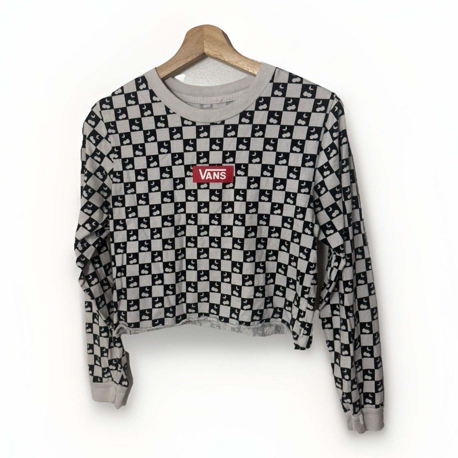 Vans Vans Cherry Checkered Black White Crop Grunge Skater T-Shirt Size M / US 6-8 / IT 42-44 - 1 Thumbnail
