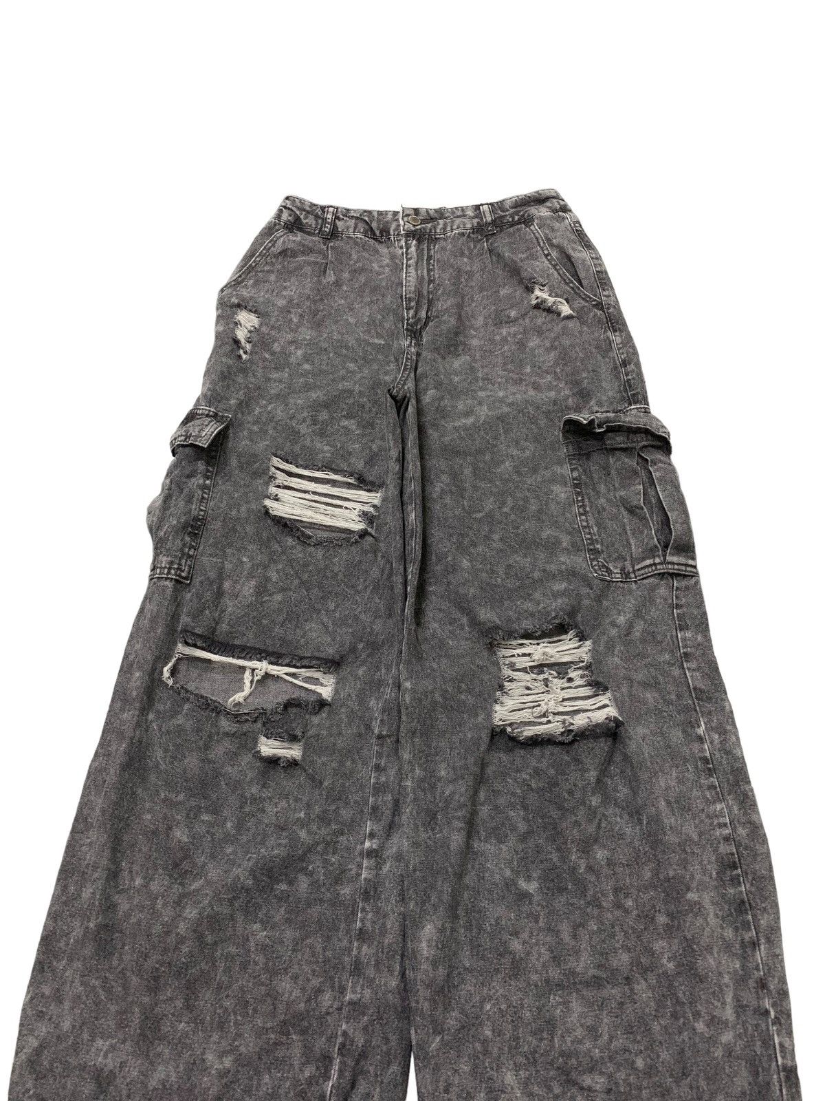 JNCO Works Cargo Baggy Distressed Denim Pants (AD8) Size US 29 - 6 Thumbnail