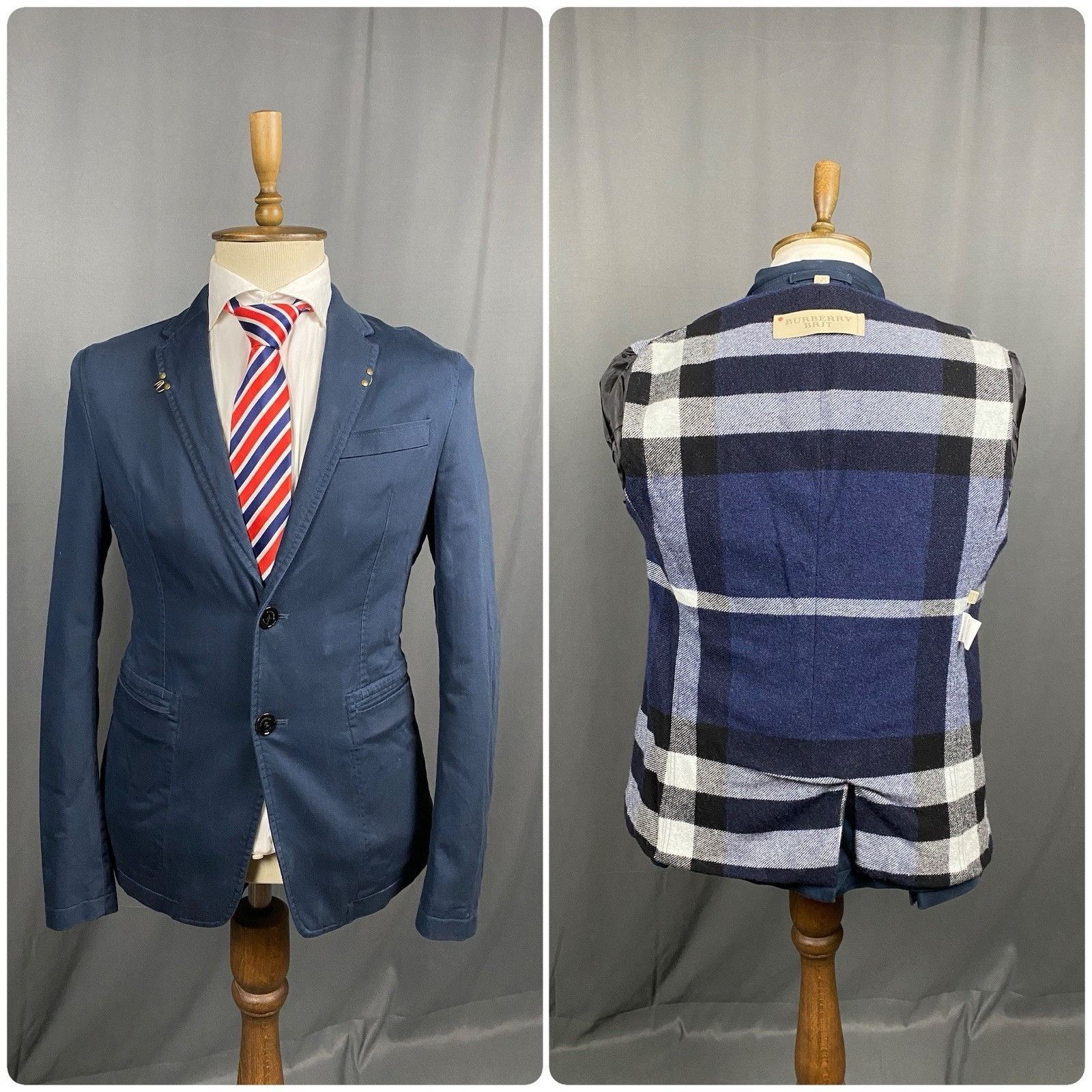 Burberry Burberry Men's Blue Wool Lined Blazer Sportcoat Jacket Size Size 50R - 1 Thumbnail
