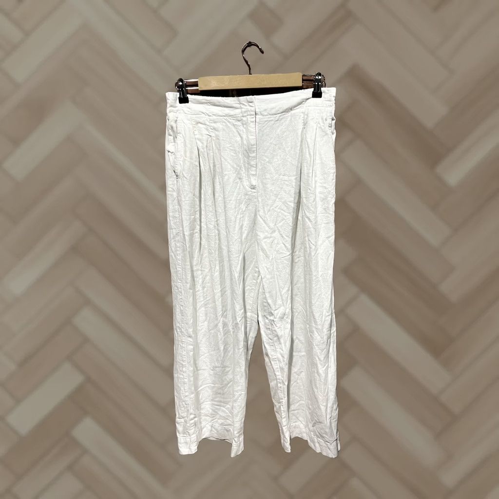 Vintage Rafaella Womens Cropped Linen Pants White Size 10 Regular 27in Inseam Cropped Straight Leg Size 32" / US 10 / IT 46 - 1 Thumbnail