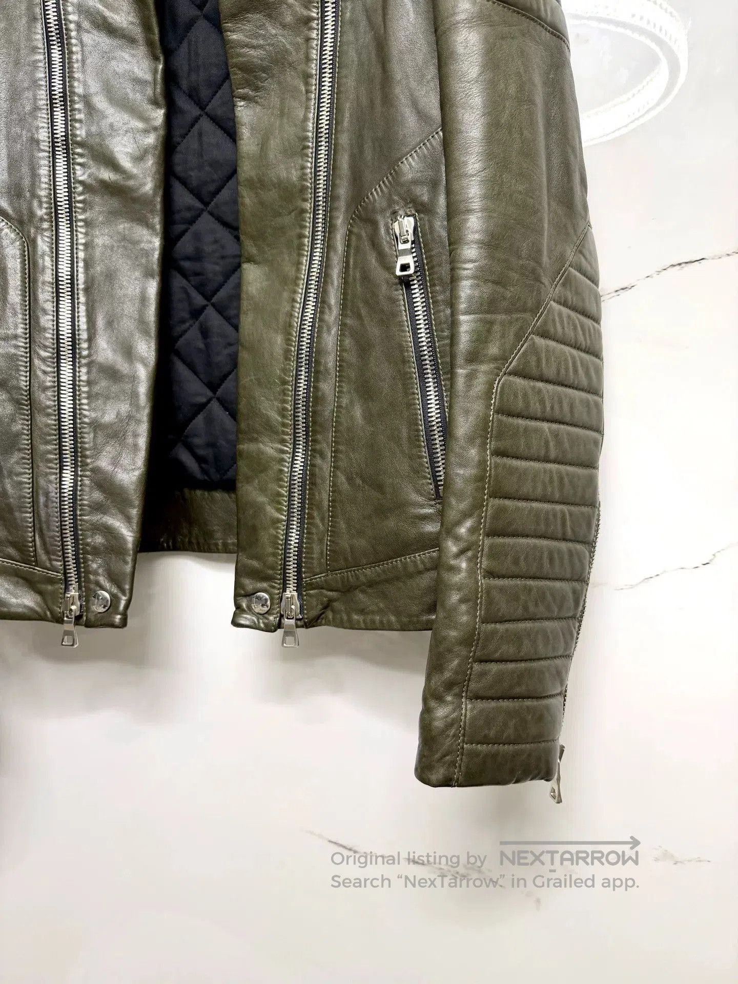 Balmain balmain military green leather biker jacket. Size US S / EU 44-46 / 1 - 3 Thumbnail