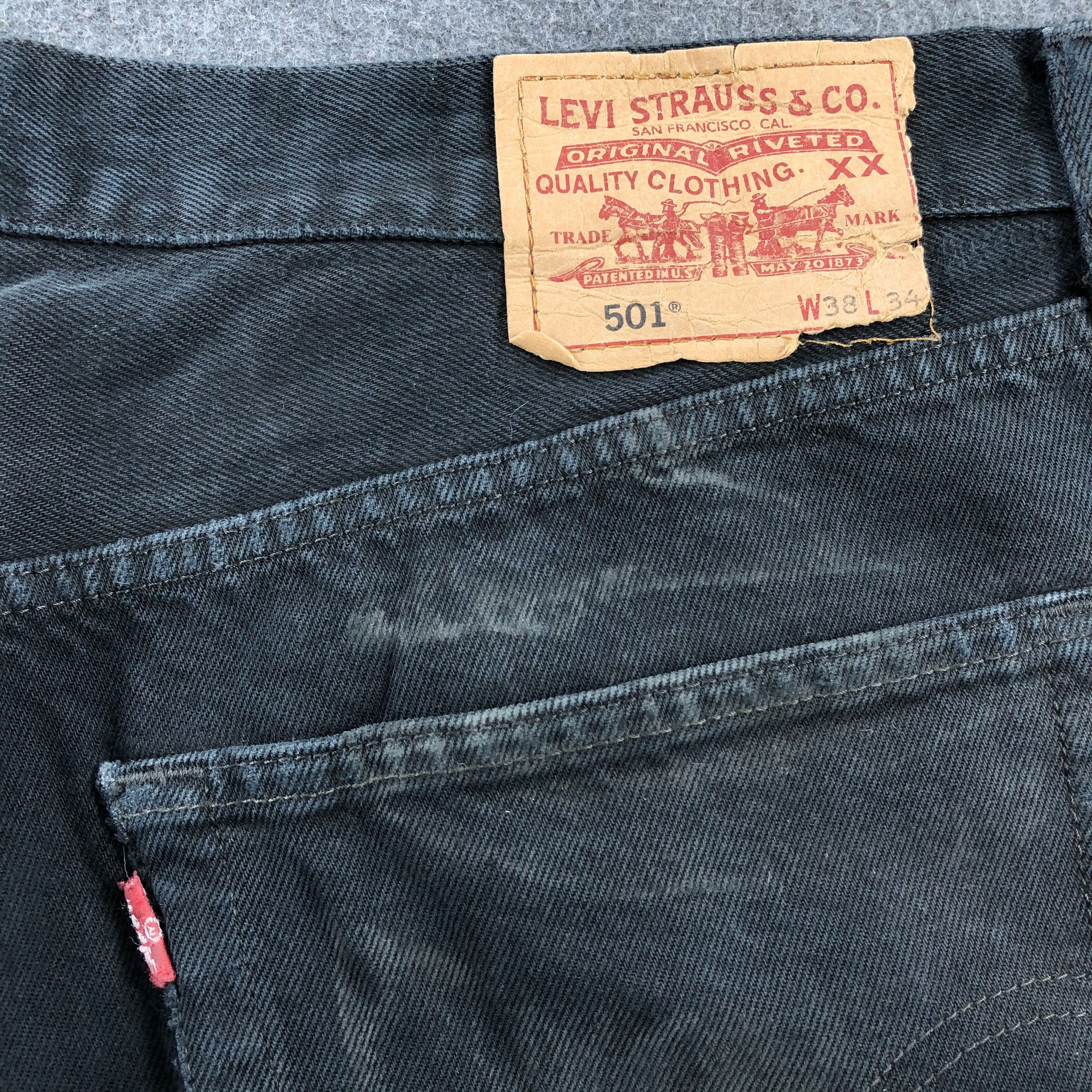 Levi's Vintage 90s Black Distress Levis 501 Jeans-JM1611 Size US 37 - 6 Thumbnail