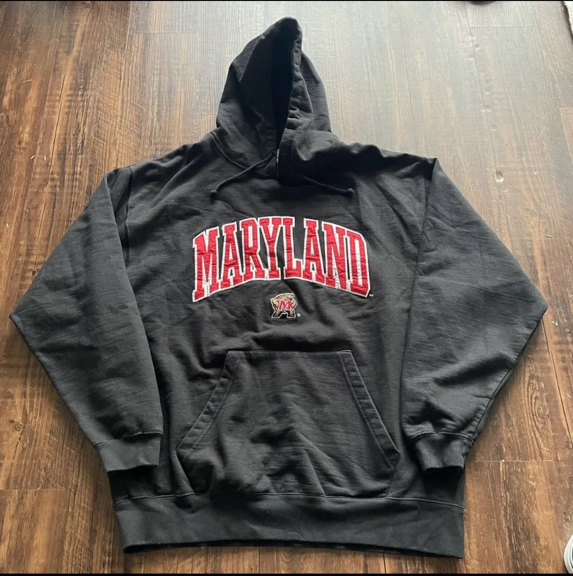 Vintage Vintage Black 90s university of Maryland umd hoodie | Grailed