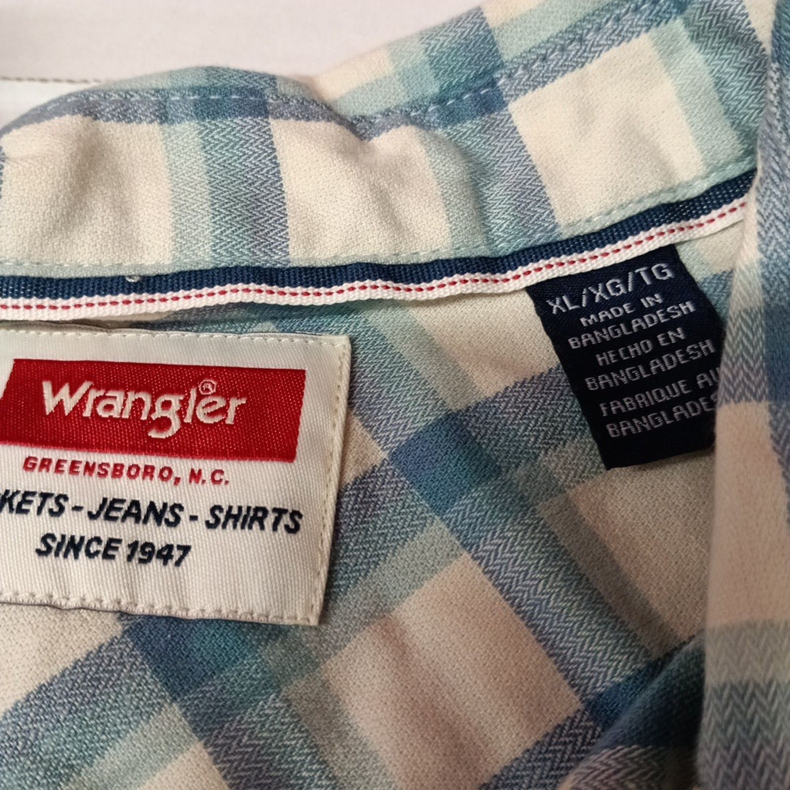Wrangler Wrangler Cowboy Wash Twill Shirt Mens XL Nile Blue Checkered Size US XL / EU 56 / 4 - 4 Thumbnail