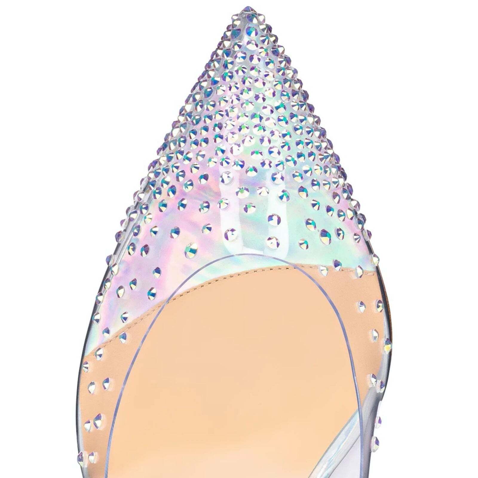 Christian Louboutin Degrastrassita PVC 85 Soupir Pink Crystal PVC Heel Pump 37 Size US 7 / IT 37 - 6 Thumbnail
