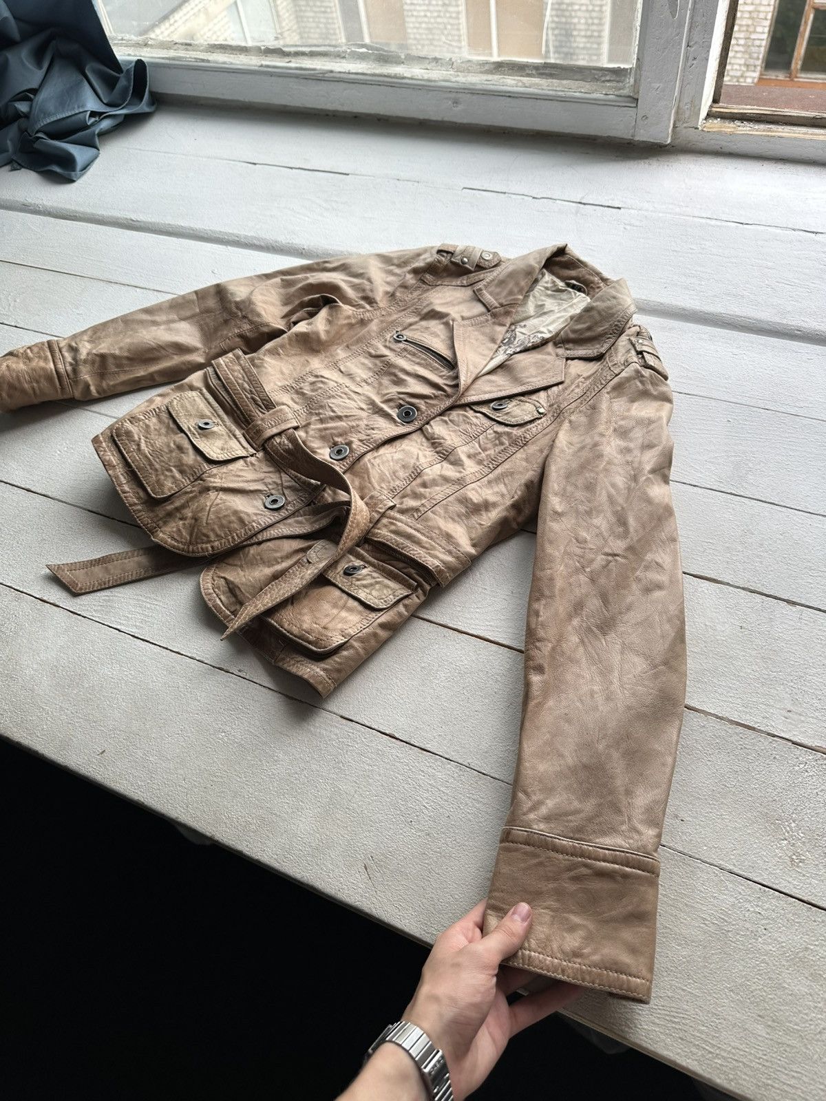Vintage 🚨AVANT-GARDE BROWN Rick Owen’s Opium Y2K LEATHER JACKET Size M / US 6-8 / IT 42-44 - 2 Thumbnail