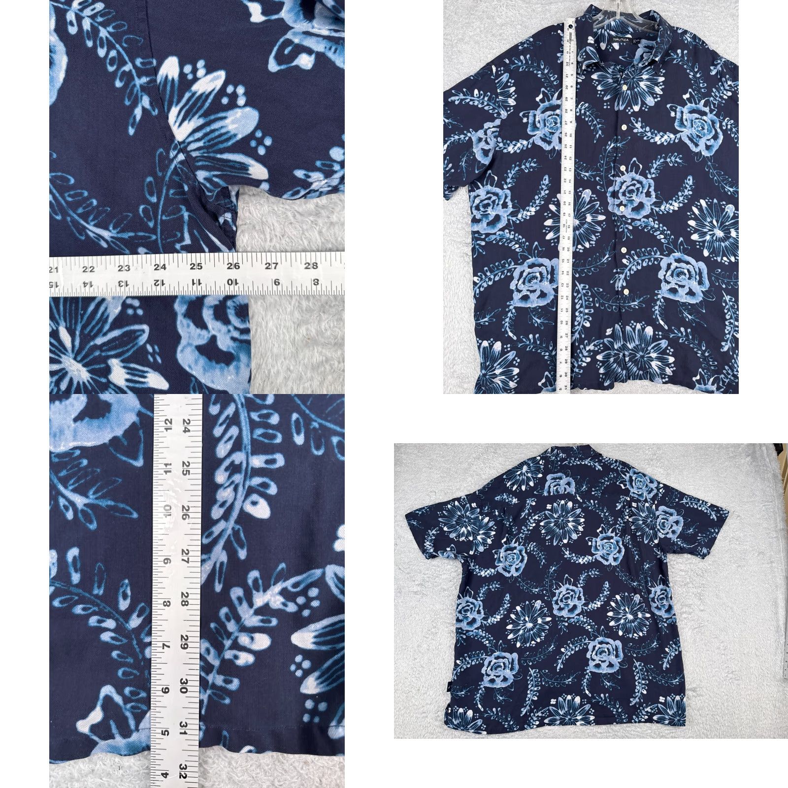 Nautica Nautica Shirt Men 2XL Blue Floral Silk Short Sleeve Button-Up Vacation Beach Aloha 90s Mens Size US XXL / EU 58 / 5 - 8 Thumbnail