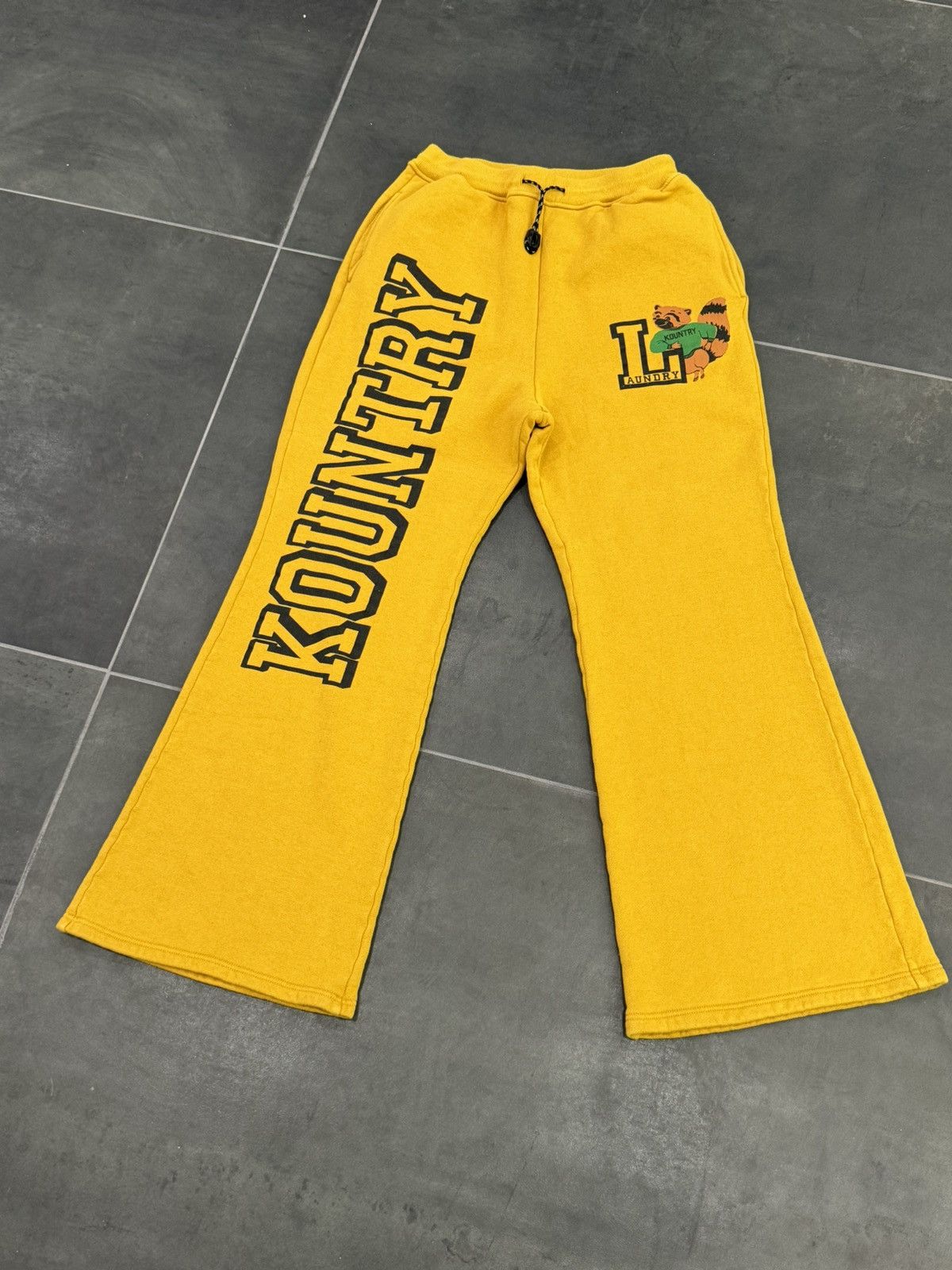 image of Kapital 30 Fleece Flared Sweatpants (Yellow), Men's (Size 32)