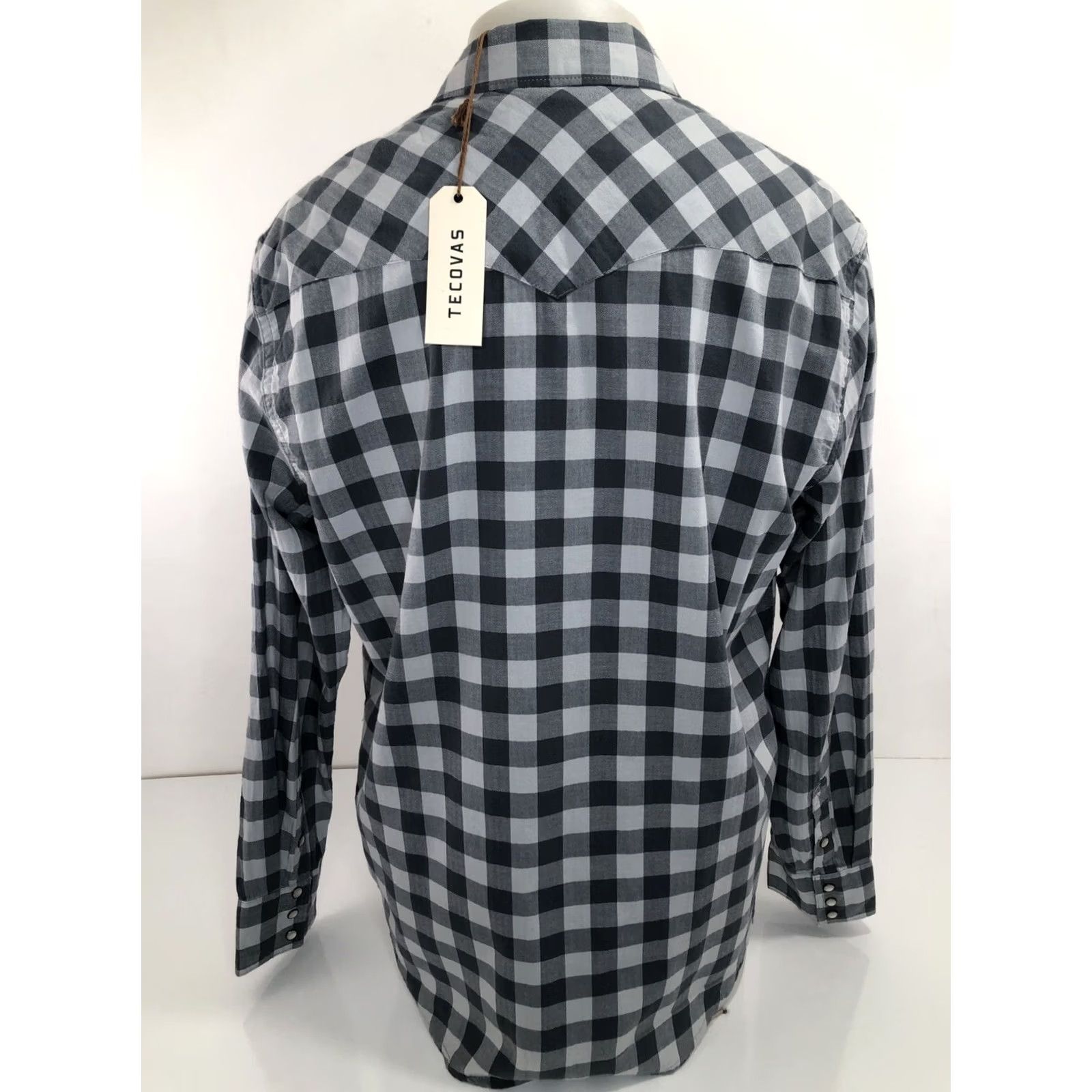 Tecovas Tecovas - Plaid Pearl Snap Western Shirt - Men - L - Gray - Long Sleeve - Button-Up - Vintage B3 Size US L / EU 52-54 / 3 - 4 Thumbnail