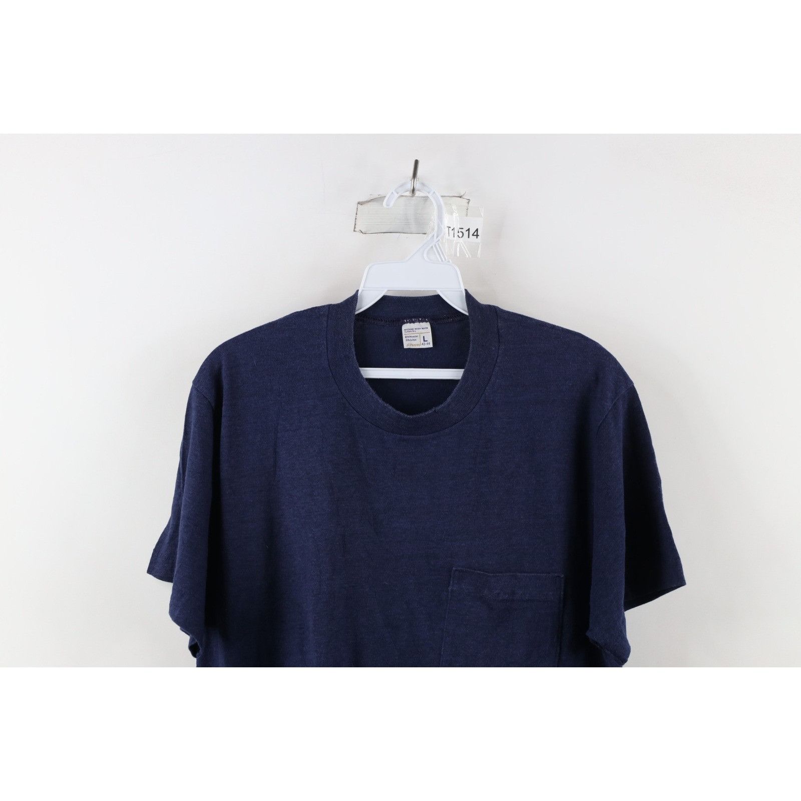 Vintage Vintage 60s 70s Streetwear Faded Blank Pocket T-Shirt Size US L / EU 52-54 / 3 - 2 Thumbnail
