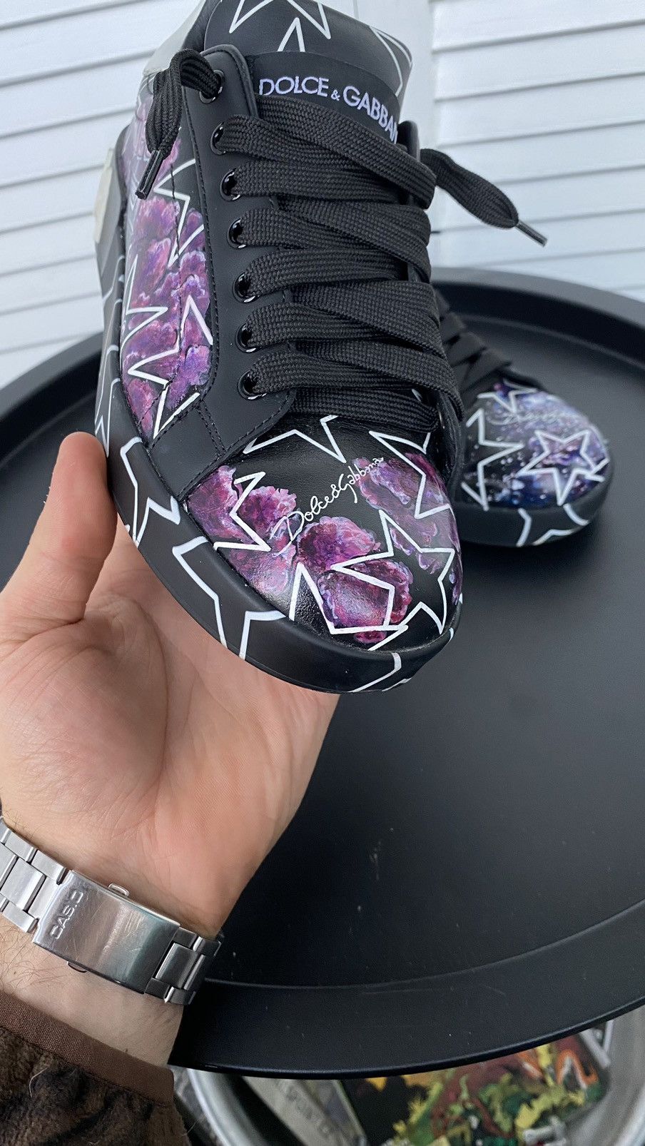 Dolce & Gabbana × Vintage Dolce & Gabbana Mixed Star Print Portofino Custom Sneakers Size US 7 / IT 37 - 14 Thumbnail