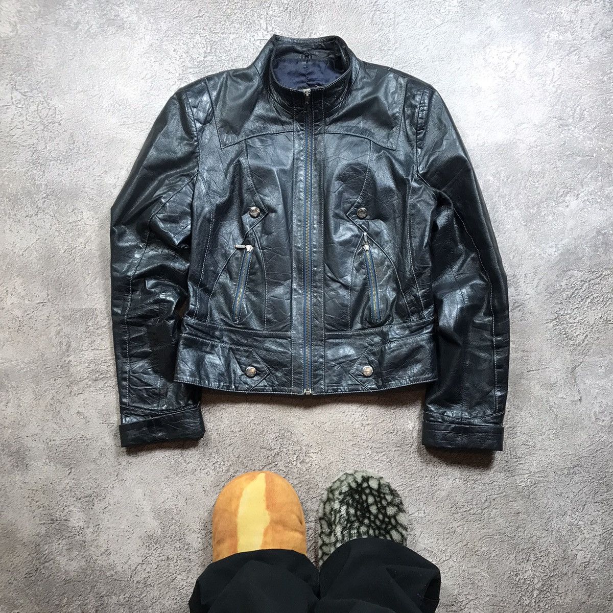 VINTAGE Y2K LEATHER JACKET 90s JAPAN CASUAL