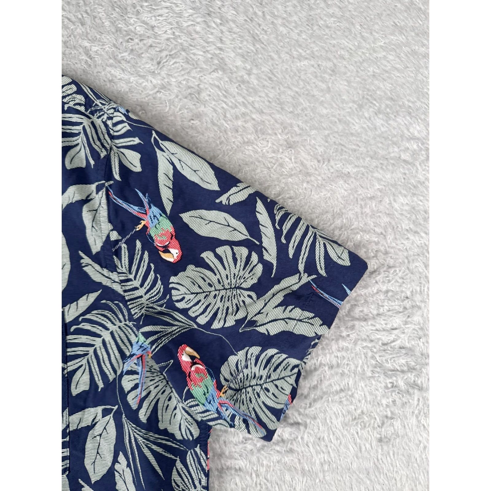 Croft & Barrow VINTAGE Croft & Barrow Shirt Mens Large Blue Palm Leaf Parrot Hawaiian Button Up Rayon Size US L / EU 52-54 / 3 - 2 Thumbnail