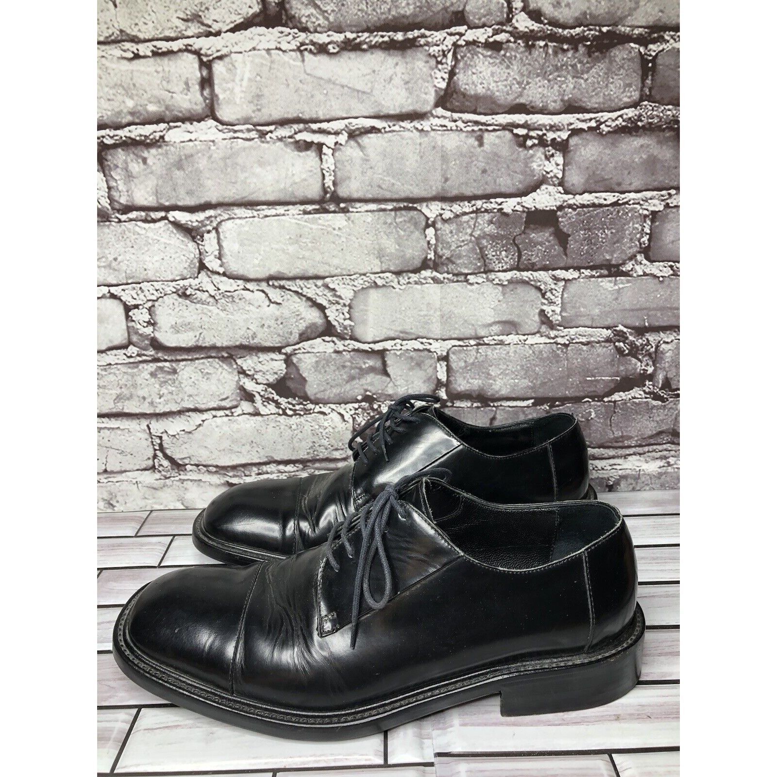 Other LAUDINO CACCIN Black Leather Cap Toe Oxfords Lace Dress Shoe Size US 9 / EU 42 - 15 Thumbnail