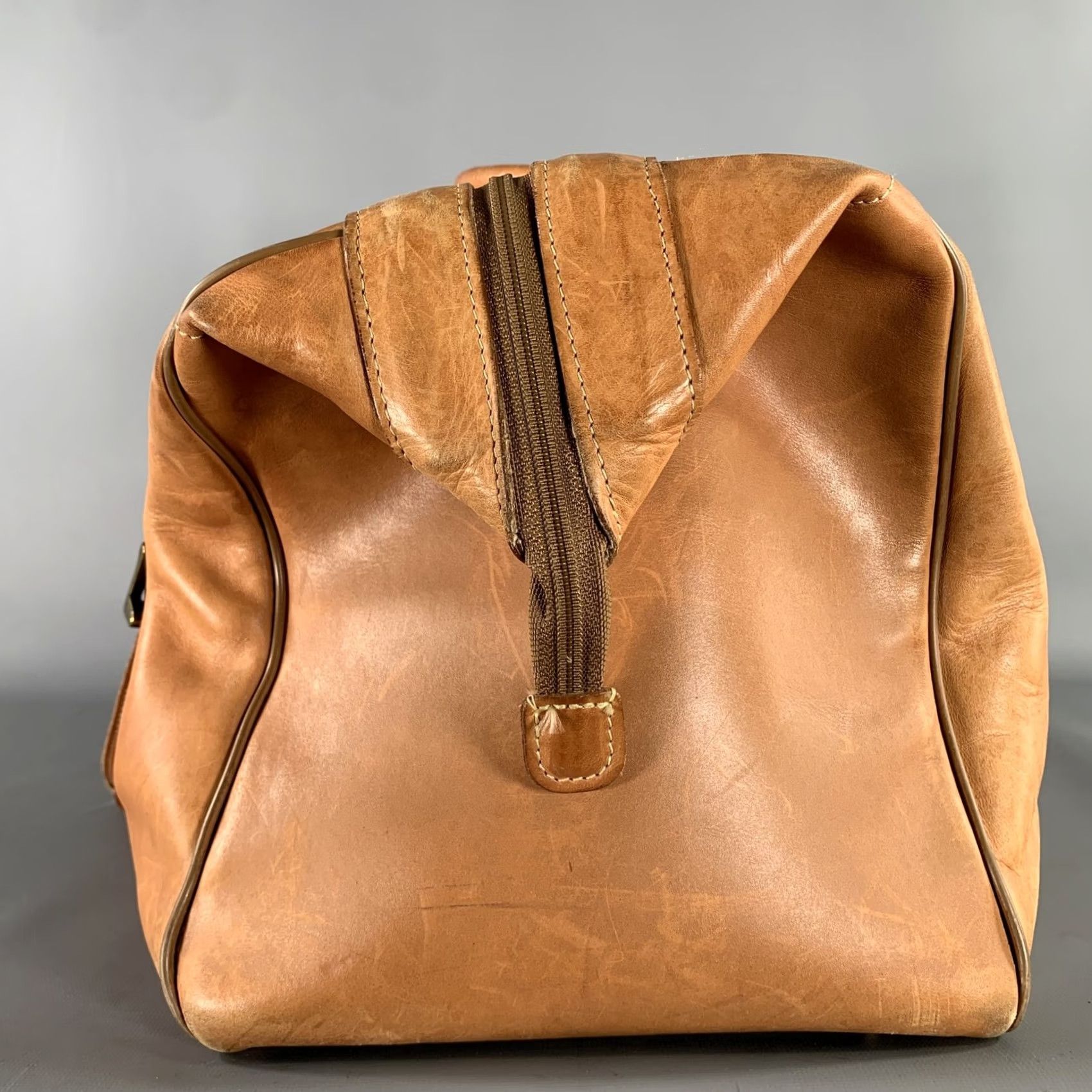 Vintage HARTMANN Leather Duffle Bags Brown Light Solid Size One Size Size ONE SIZE - 3 Thumbnail
