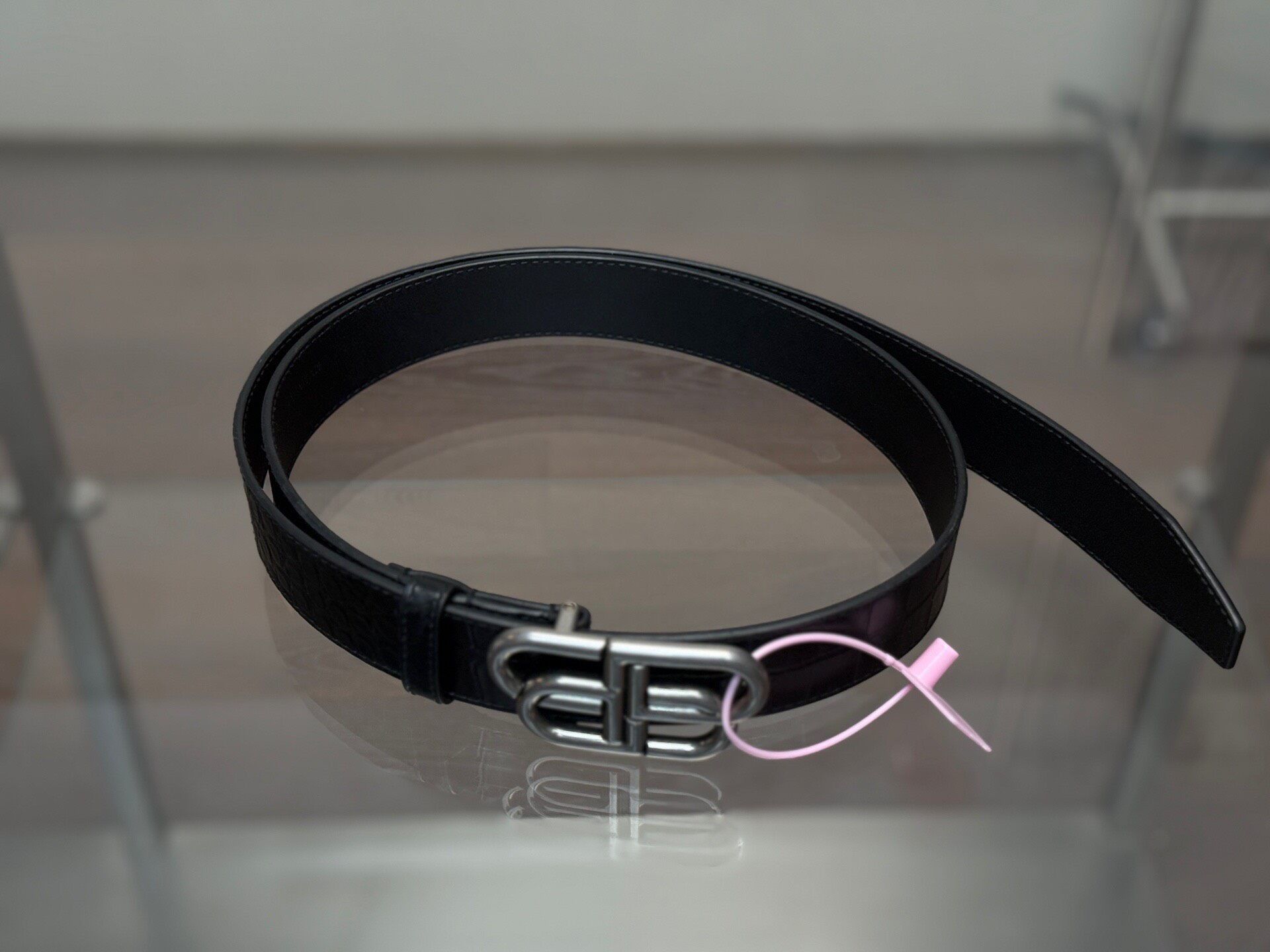 Balenciaga Balenciaga size100 Black double B-lock buckle calf leather Size ONE SIZE - 1 Thumbnail