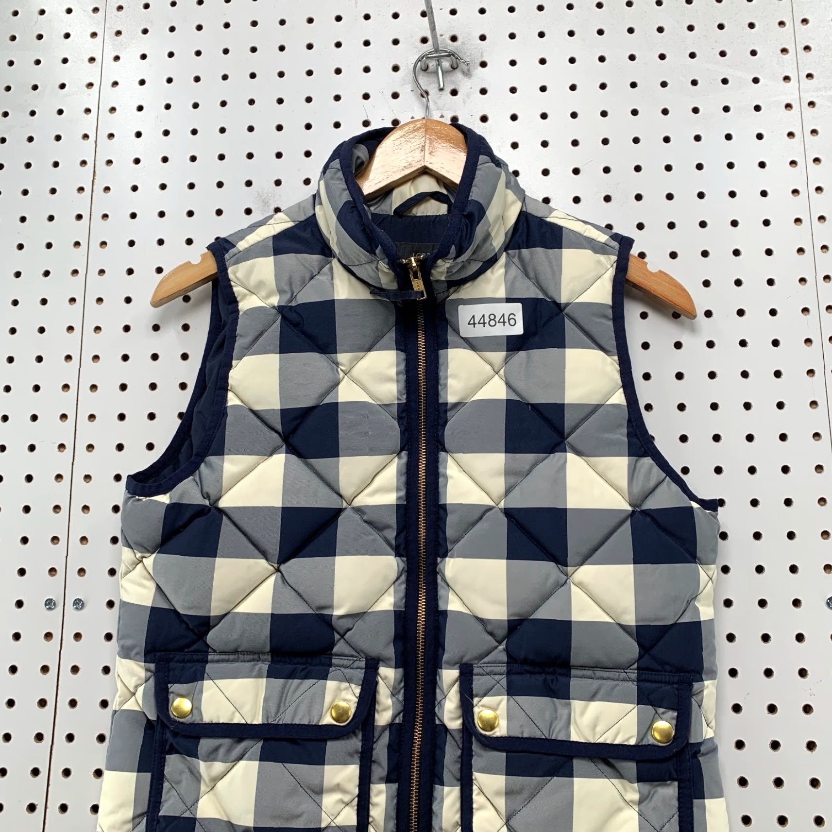 J.Crew J.CREW Down Puffer Vest Womens XS Blue Quilted Plaid Sleeveless Vest Size XS / US 0-2 / IT 36-38 - 2 Thumbnail