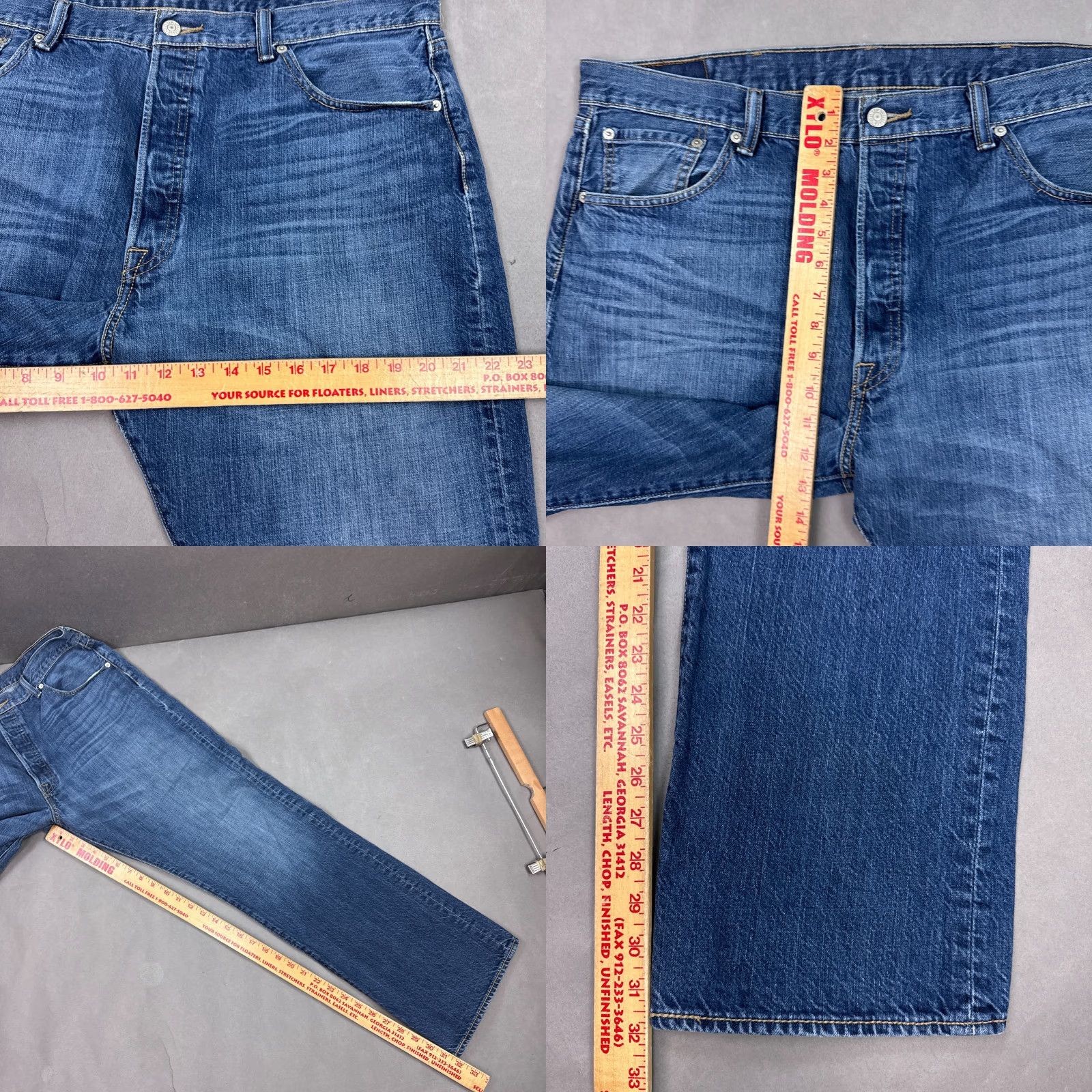 Levi's Levis 501 Jeans Mens 40x32 Blue Denim Pants Button Fly Straight Faded Work Chore Size US 40 / EU 56 - 9 Thumbnail