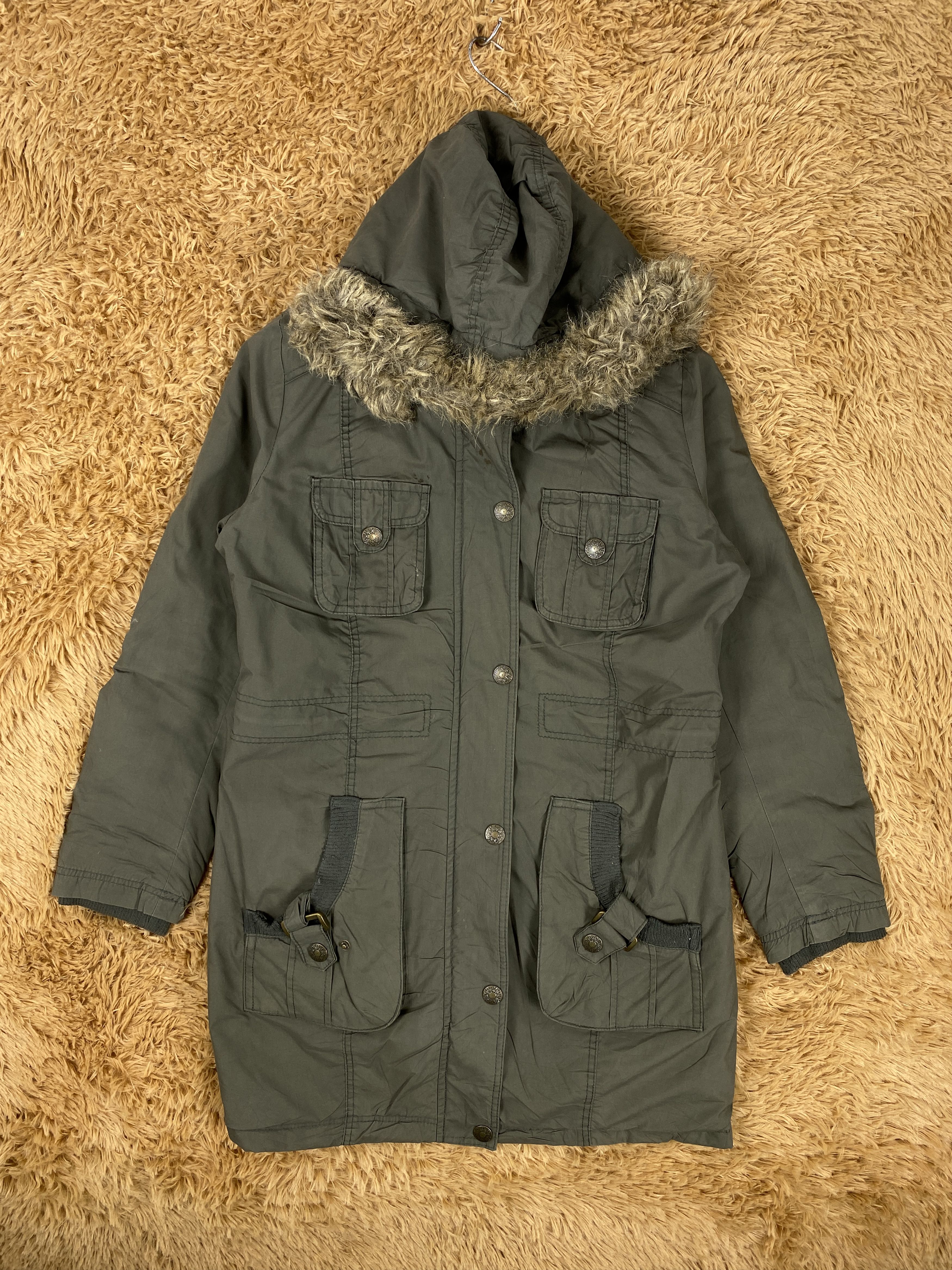 image of Vintage Natural Works Hoodie Long Jacket in Dark Green, Men's (Size Small)