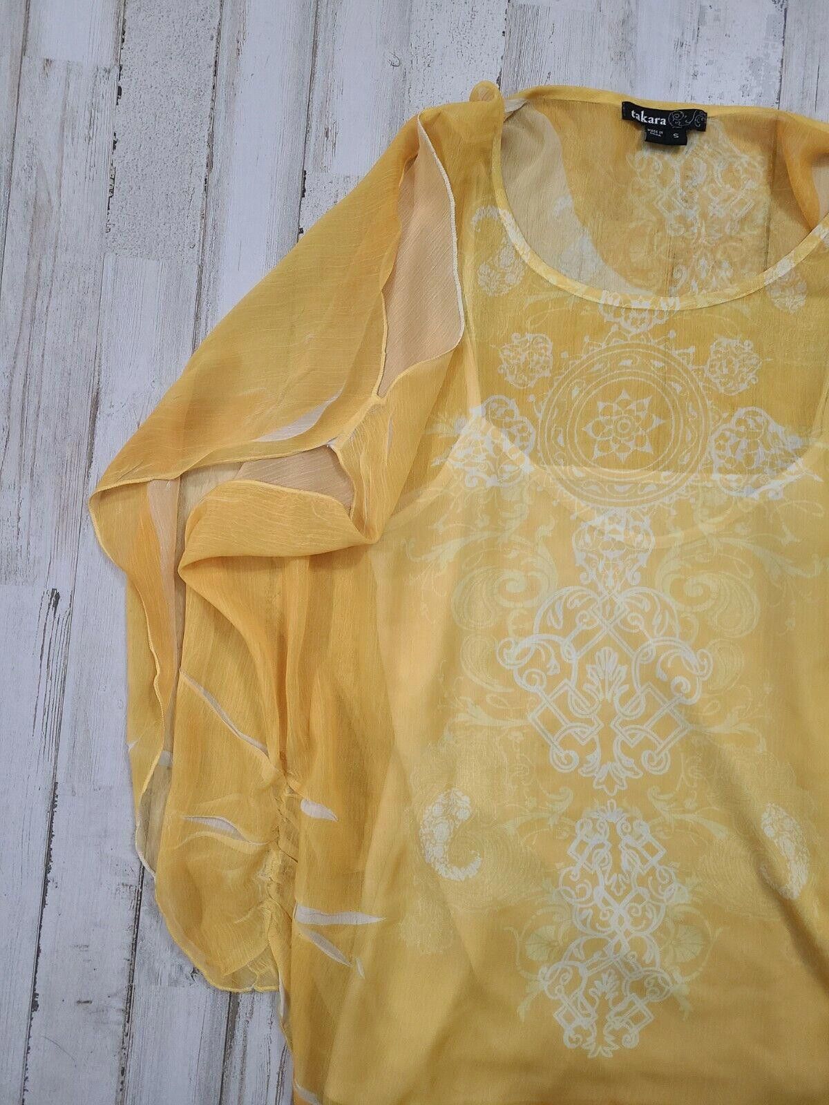 Jun Takahashi Takara Top Small Yellow Blouse Boho Sheer Over Tank small Size S / US 4 / IT 40 - 4 Thumbnail