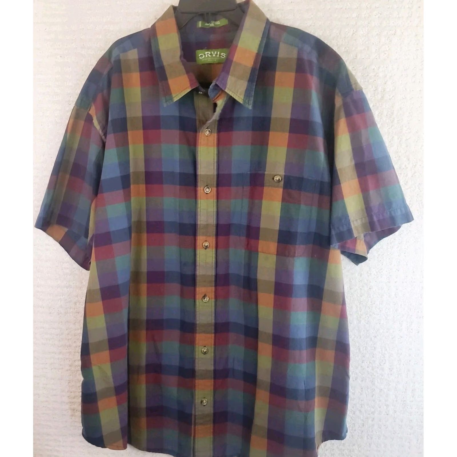Orvis Orvis Men XX L Short Sleeve Button-Up Shirt Multicolor Cotton Plaid Outdoor Casual Button-Down Collar Men’s Xxl Regular Fit Size US XXL / EU 58 / 5 - 2 Thumbnail