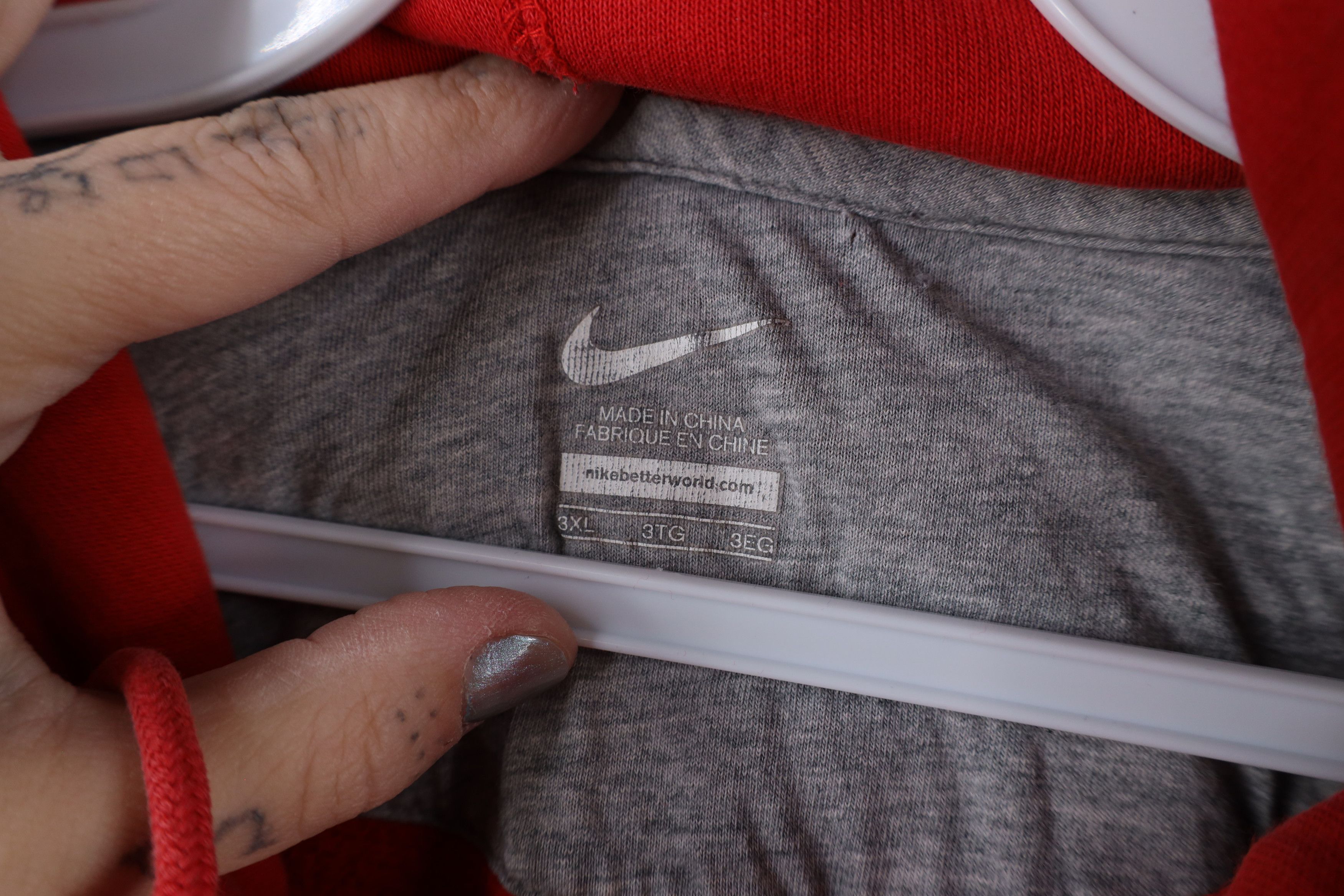 Nike × Vintage Vintage Nike Travis Scott Mini Swoosh Hoodie Sweatshirt Red Size US XXL / EU 58 / 5 - 7 Thumbnail