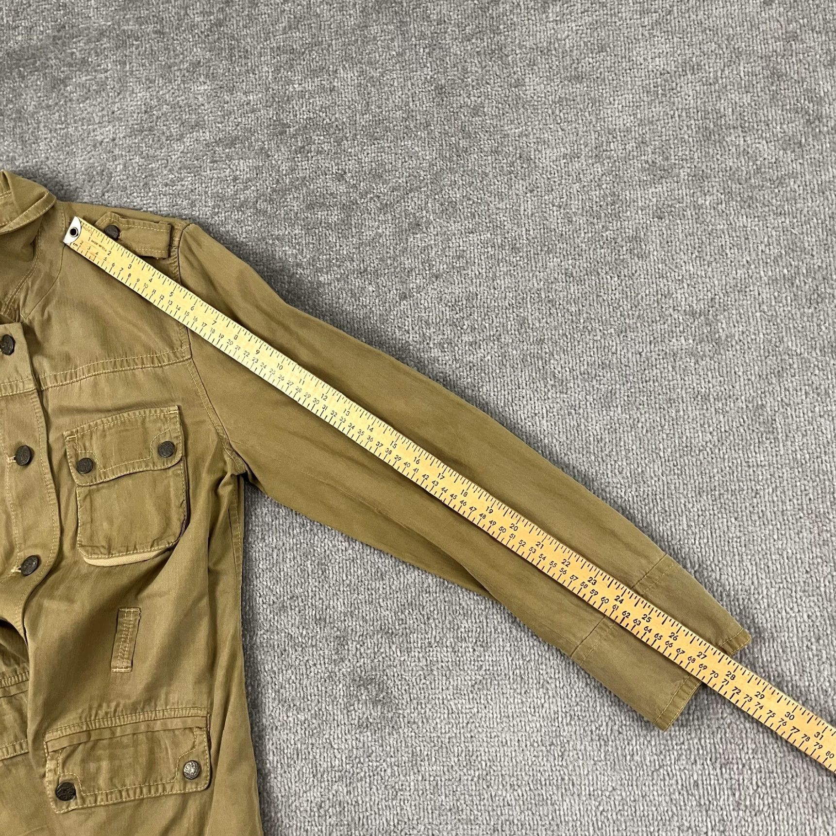 J.Crew J.CREW Shirt Womens Large Brown Silk Cotton Safari Button Up Pockets Epaulets Size M / US 6-8 / IT 42-44 - 5 Thumbnail