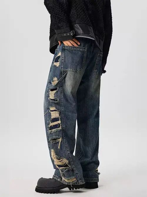 Japanese Brand Vintage street hip-hop washed and distressed ripped jeans Size US 32 / EU 48 - 7 Thumbnail