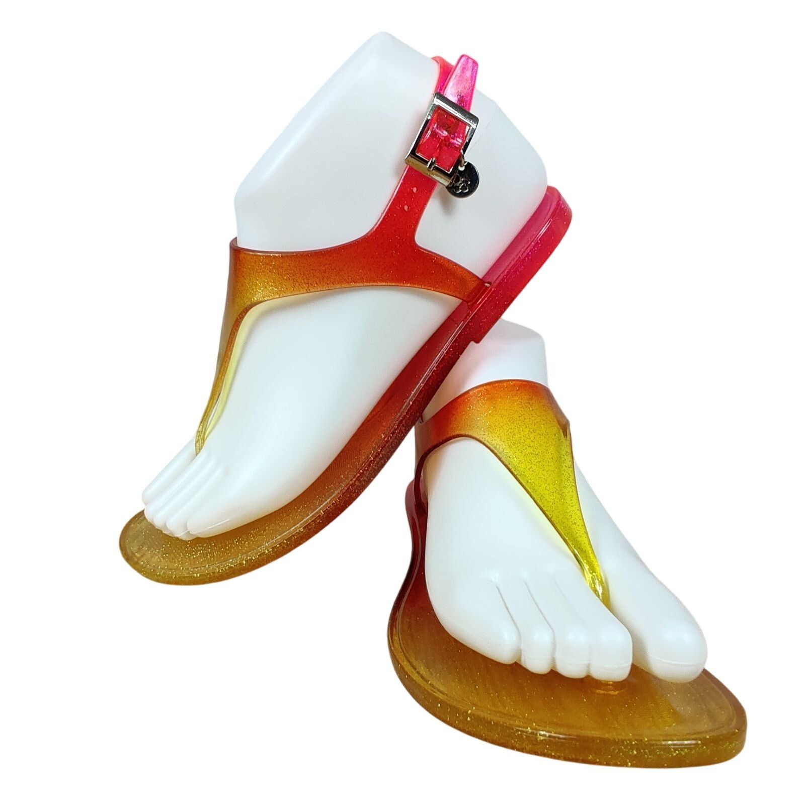 Jessica Simpson Jessica Simpson 6 Jelly Sandals Pink Yellow Ombre Glitter T- Size US 6 / IT 36 - 2 Thumbnail