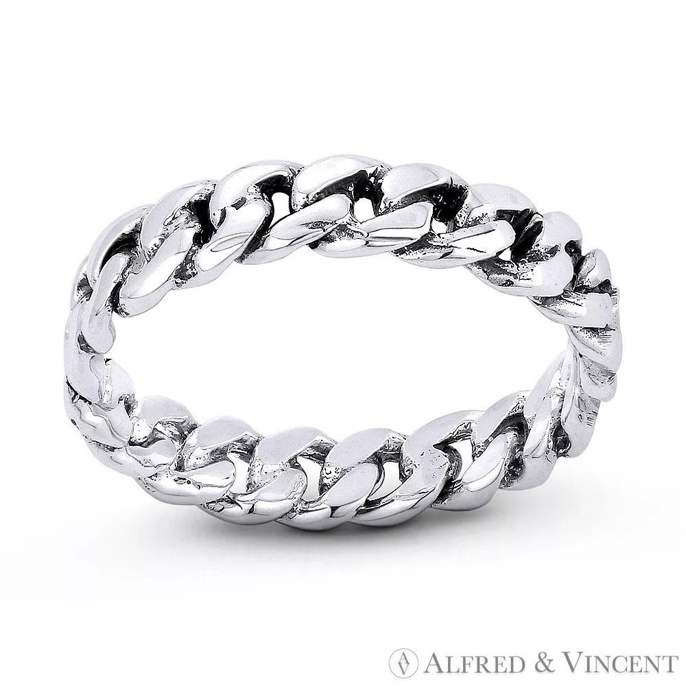 Other 3.5mm Cuban Curb Link Chain Right Hand Eternity Ring Size ONE SIZE - 1 Preview