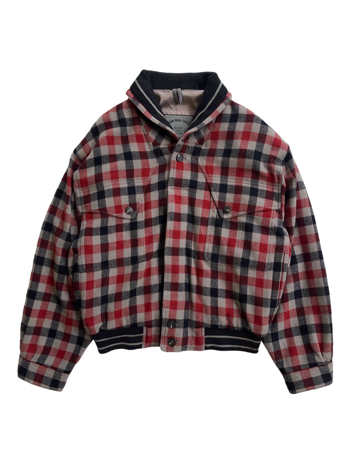 Japanese Brand Jean Paul Isola Red Plaid Bomber Jacket Size US L / EU 52-54 / 3 - 1 Thumbnail