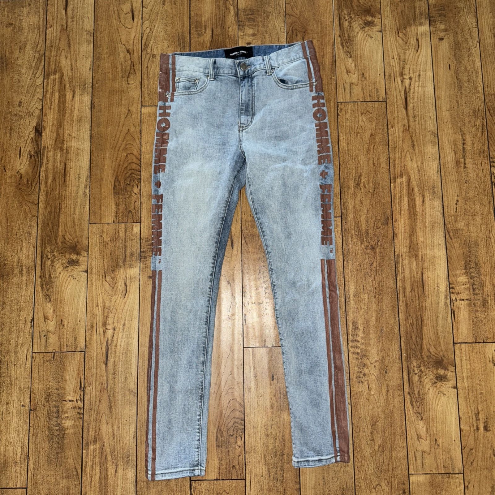 Homme + Femme La × Hypebeast Homme Femme Blue Skinny Jeans 30x32 Printed Denim Size US 30 / EU 46 - 1 Thumbnail