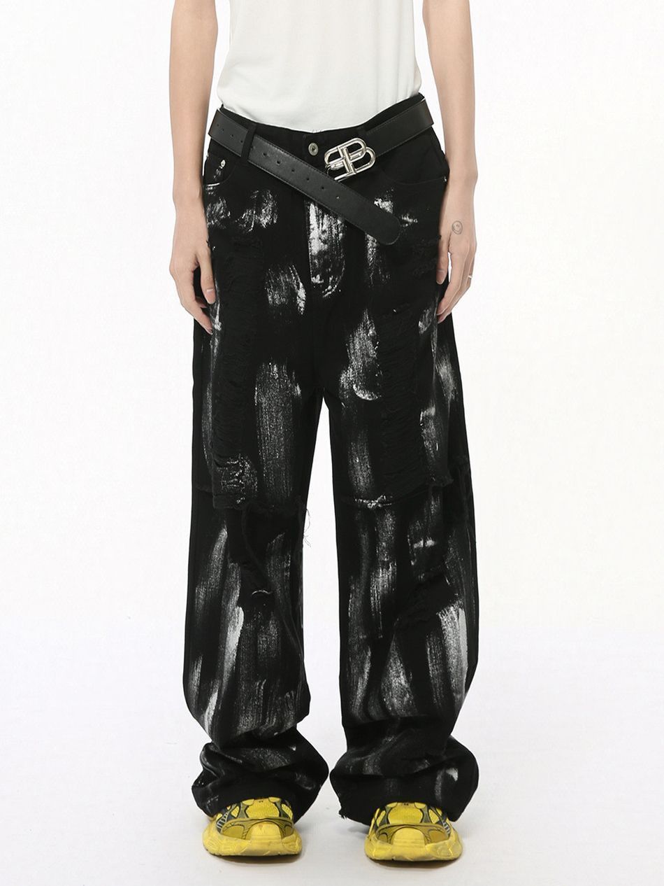 Japanese Brand Retro loose straight leg painted jeans Size US 32 / EU 48 - 5 Thumbnail