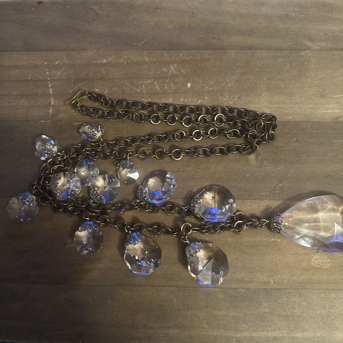 Vintage Vintage signed bronze tone chunky crystal dangle necklace Size ONE SIZE - 2 Thumbnail