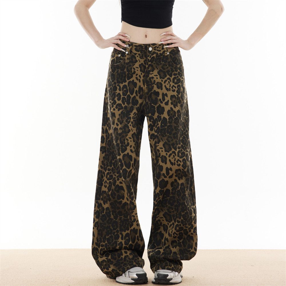 Japanese Brand × Jean American street retro distressed leopard print loose jeans Size US 32 / EU 48 - 1 Thumbnail